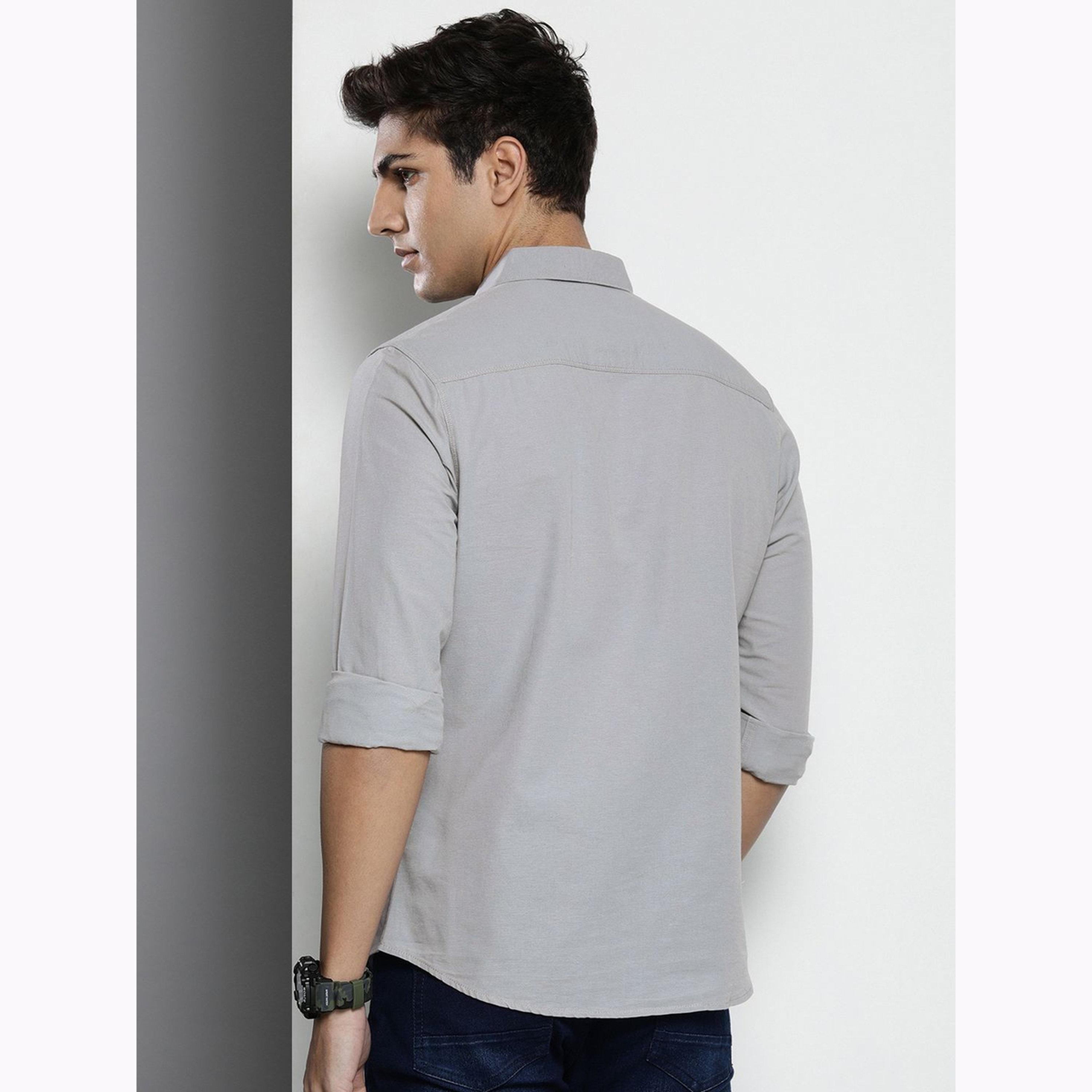 The Indian Garage Co X Styli Men Grey Regular Fit Solid Shirt-men-clothing-shirts-image-4