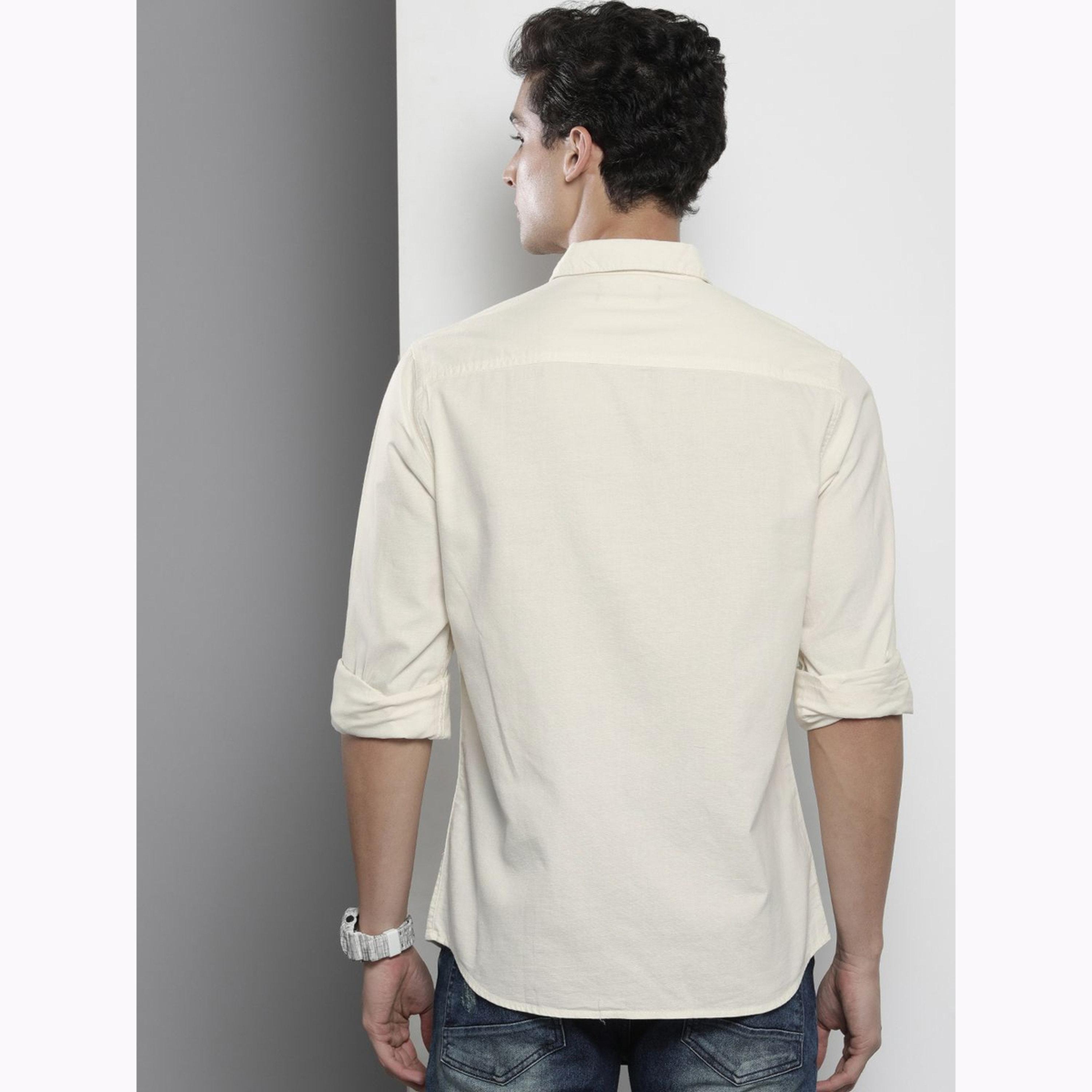 The Indian Garage Co X Styli Men Cream Regular Fit Solid Shirt-men-clothing-shirts-image-4