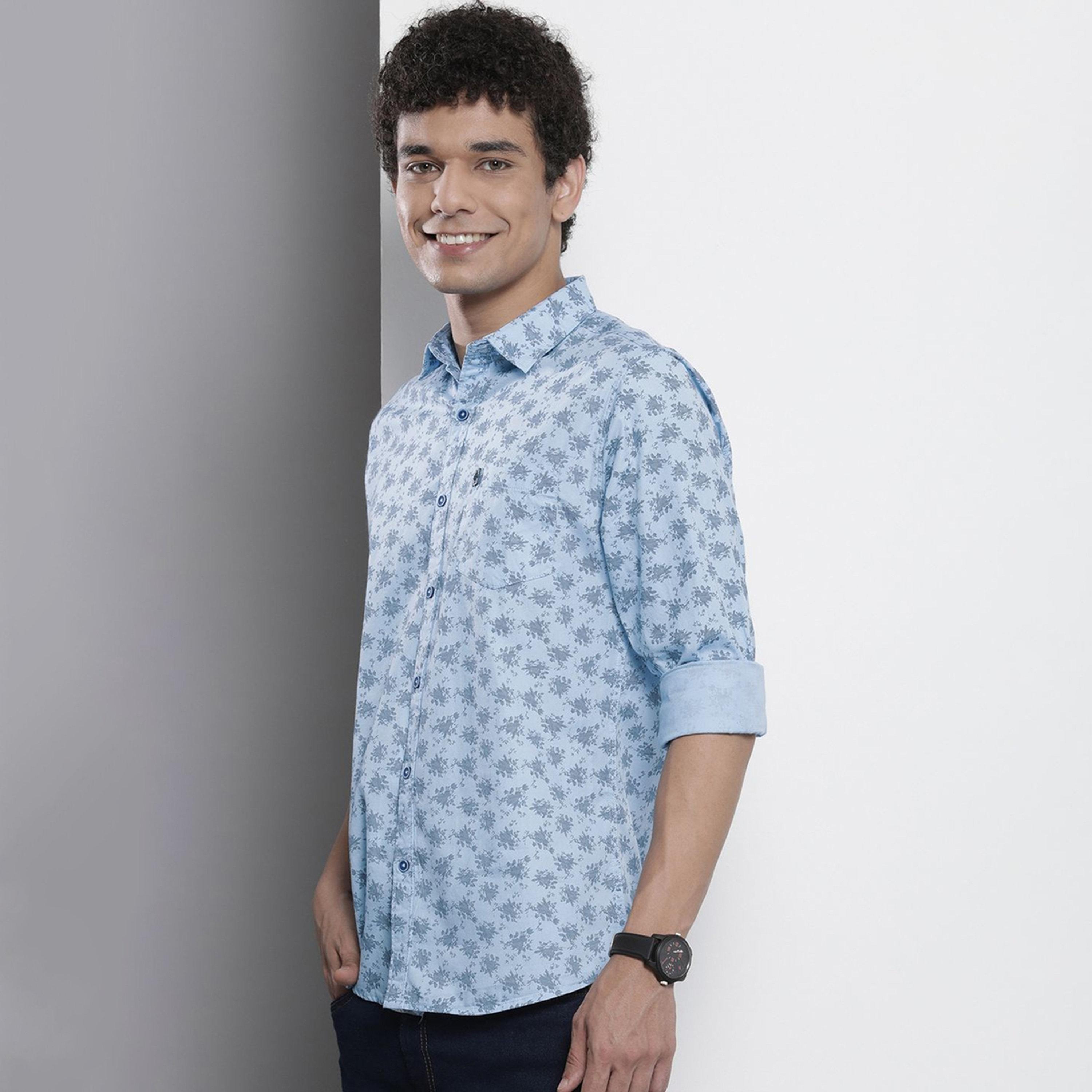 The Indian Garage Co X Styli Men Blue Regular Fit Abstract Print Shirt-men-clothing-shirts-image-1