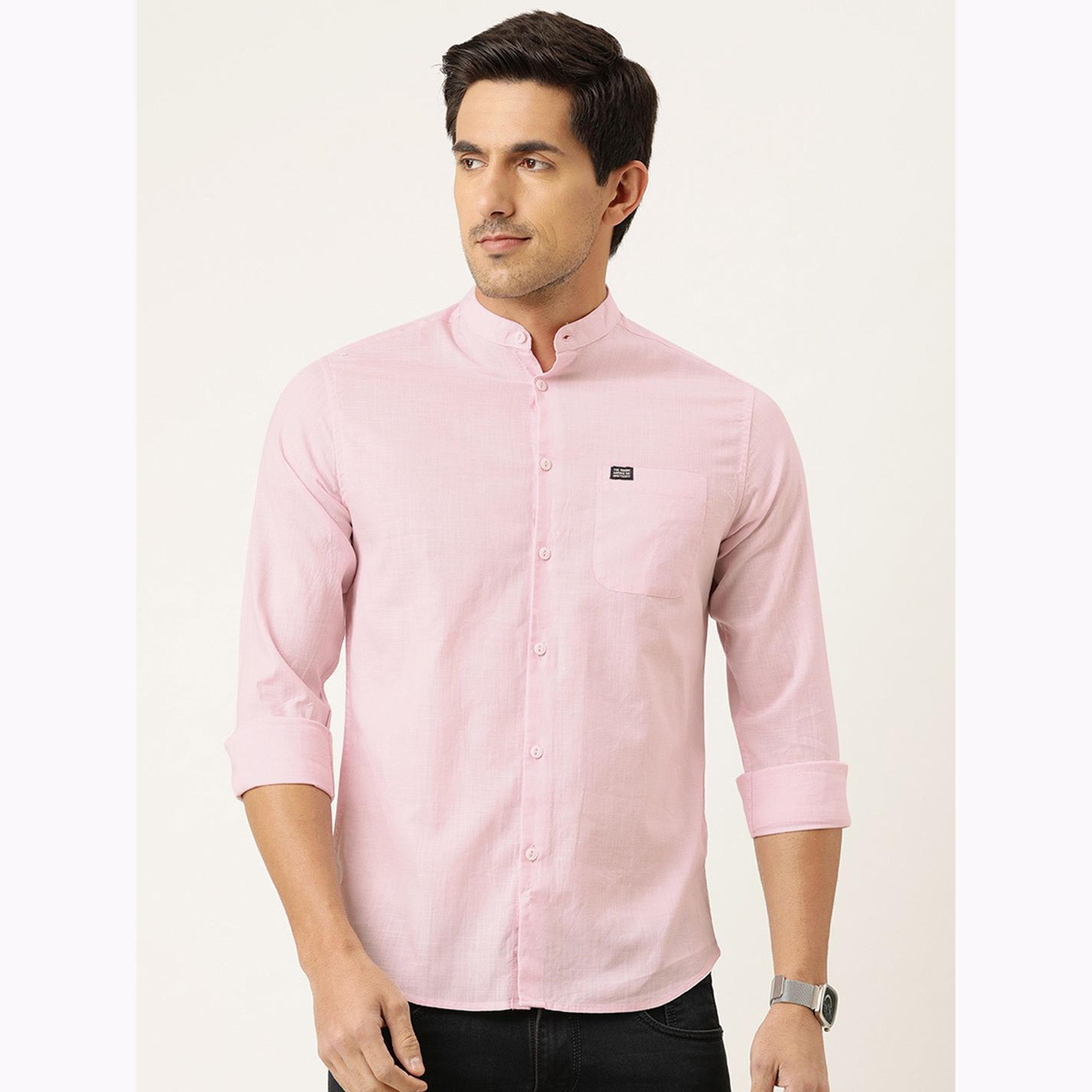 The Indian Garage Co X Styli Men Pink Slim Fit Solid Shirt-men-clothing-shirts-image-1