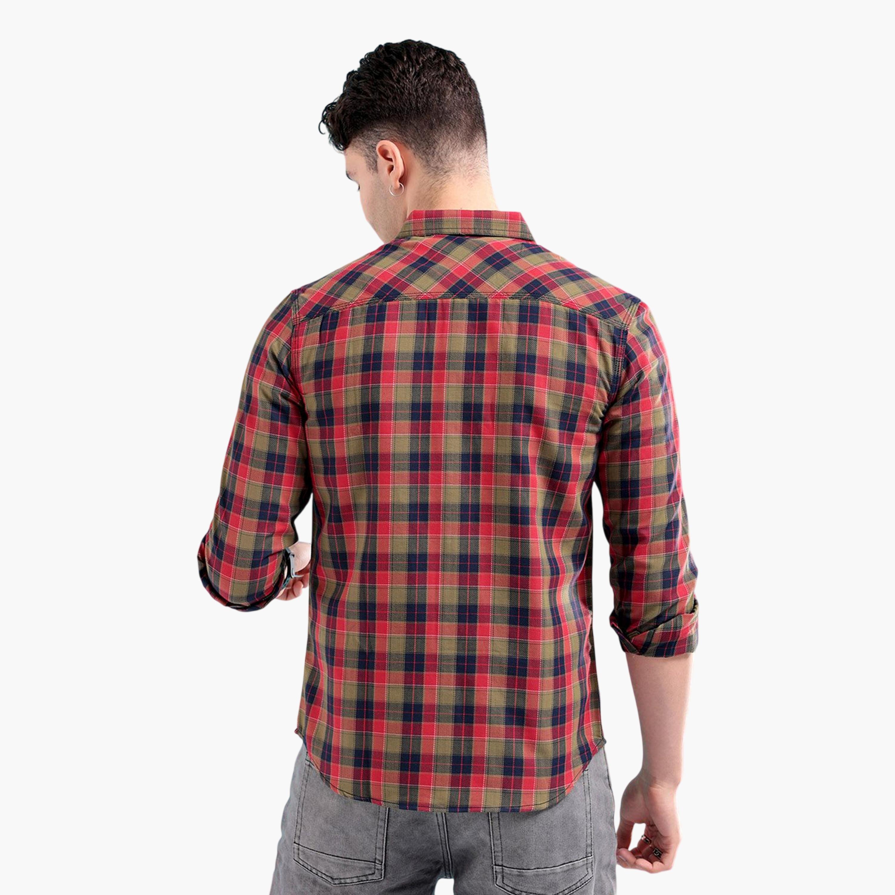 قميص كاروهات بقصة ضيقة للرجال-men-clothing-shirts-image-4