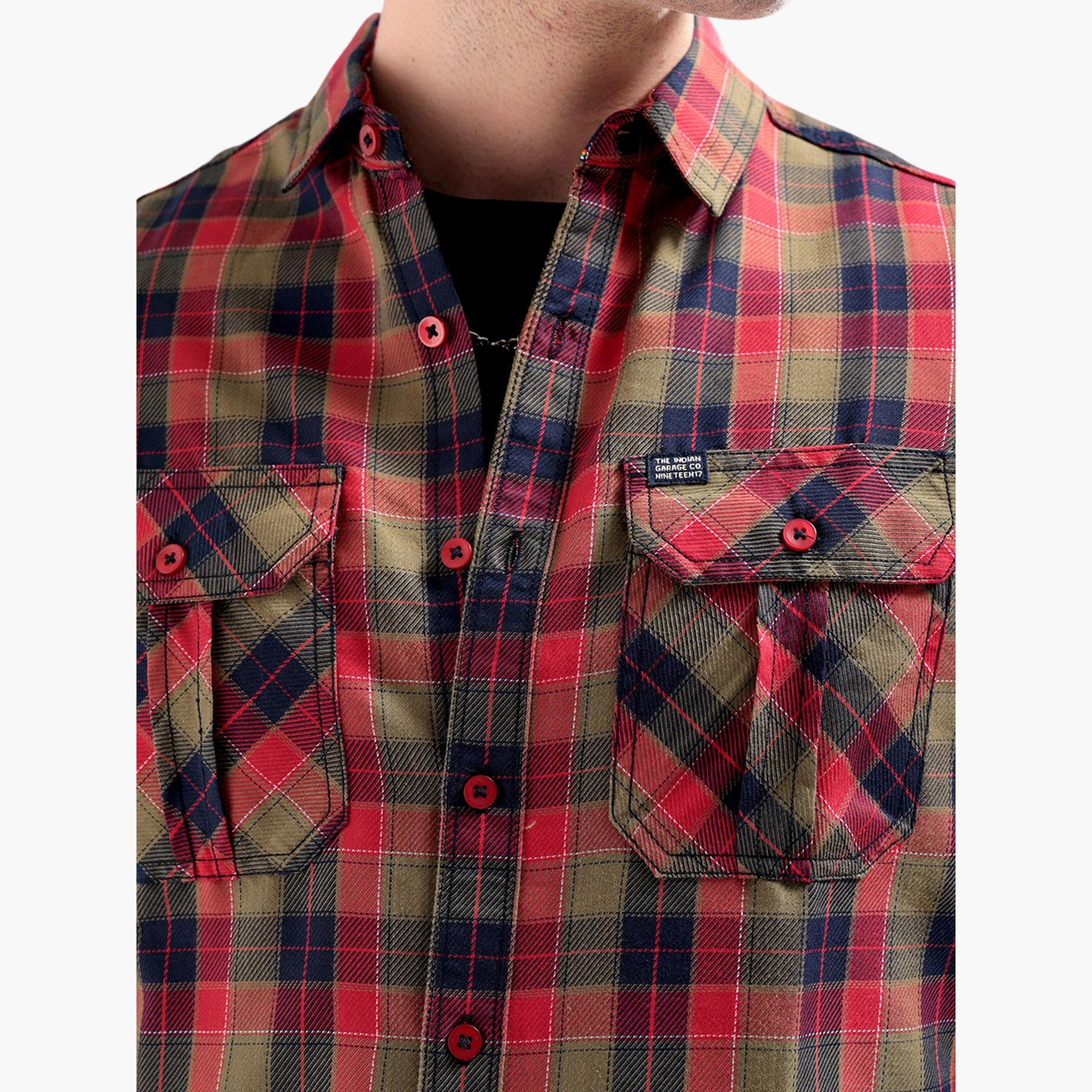 قميص كاروهات بقصة ضيقة للرجال-men-clothing-shirts-image-5