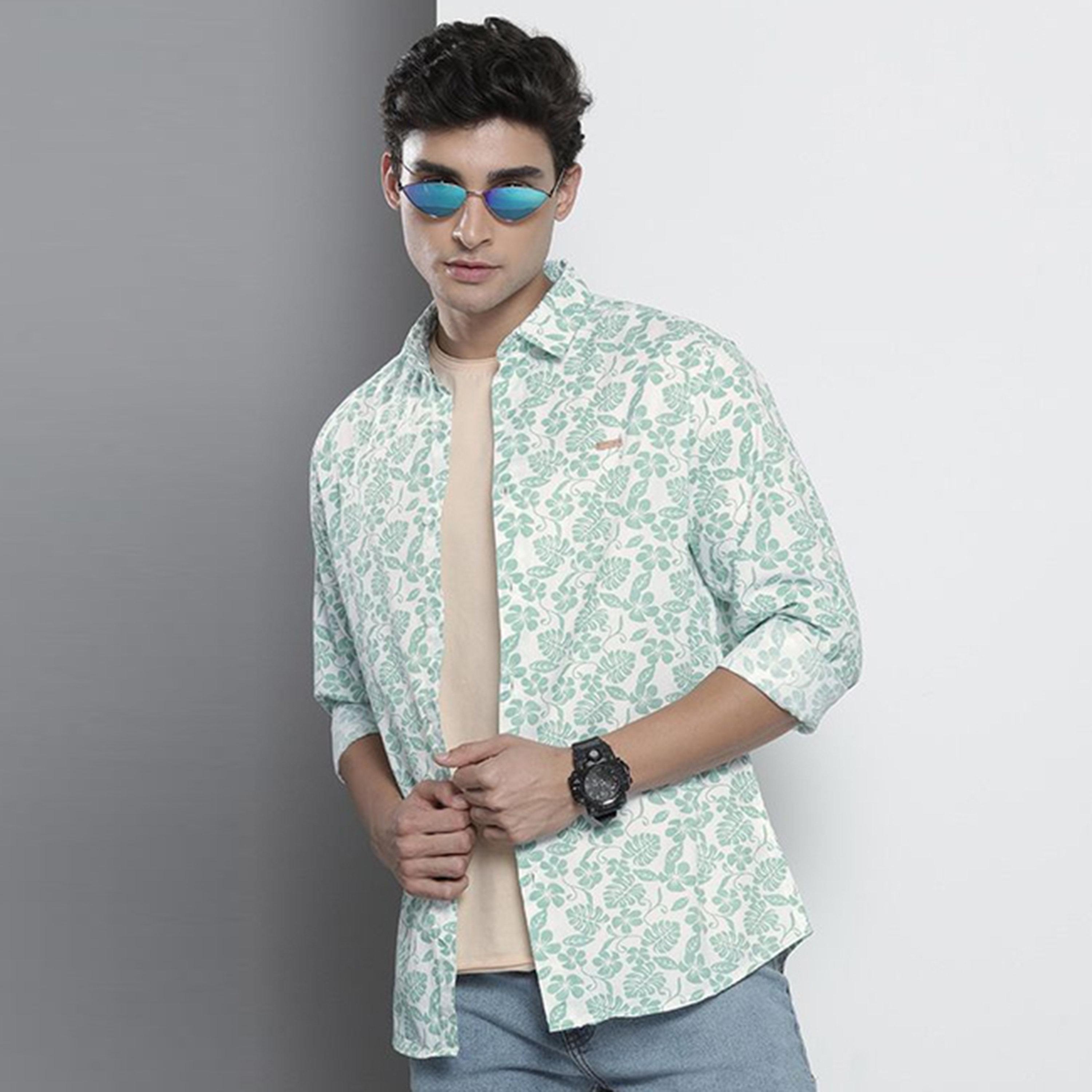 The Indian Garage Co X Styli Men Floral Print Slim Fit Shirt-men-clothing-shirts-image-1