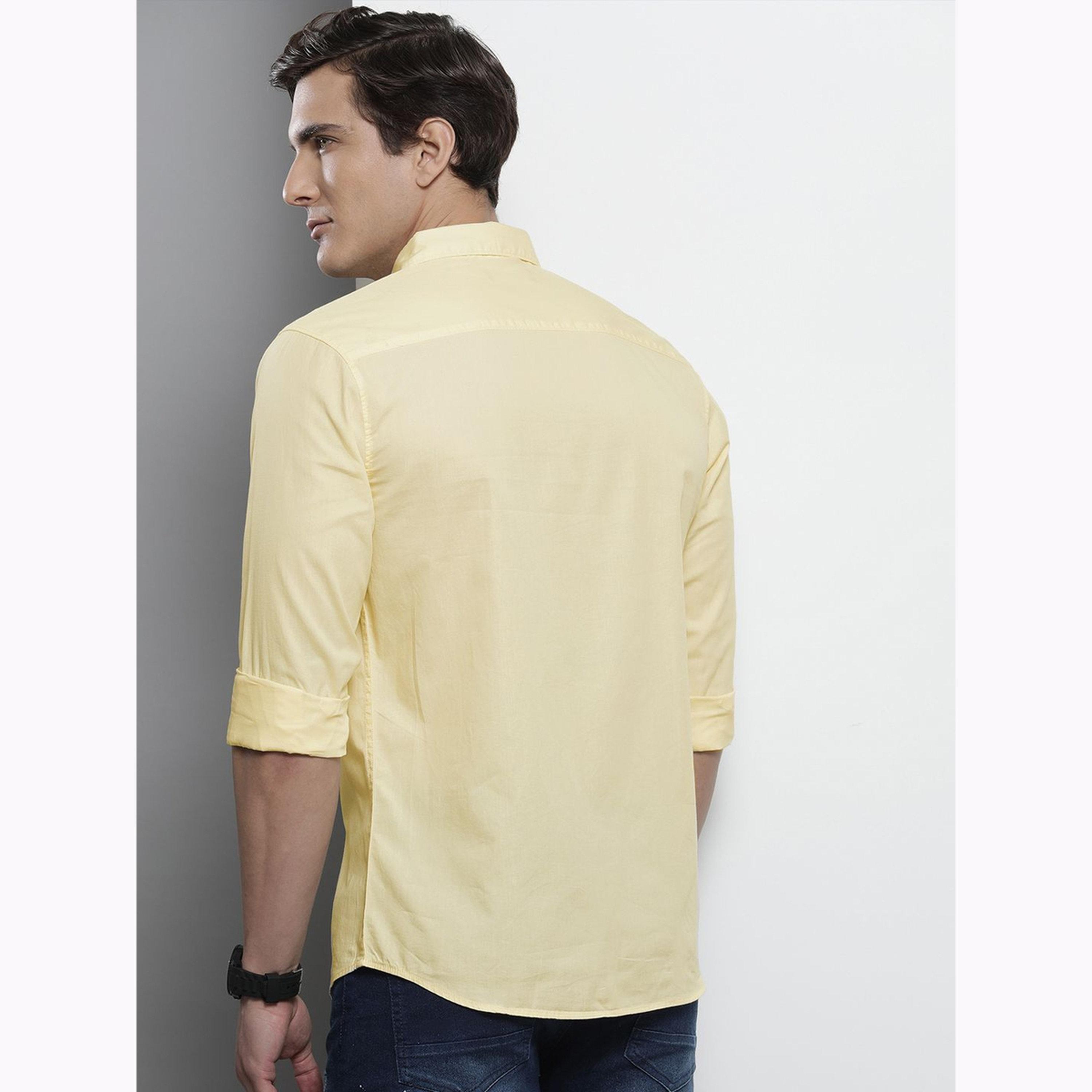 The Indian Garage Co X Styli Men Yellow Slim Fit Solid Shirt-men-clothing-shirts-image-4