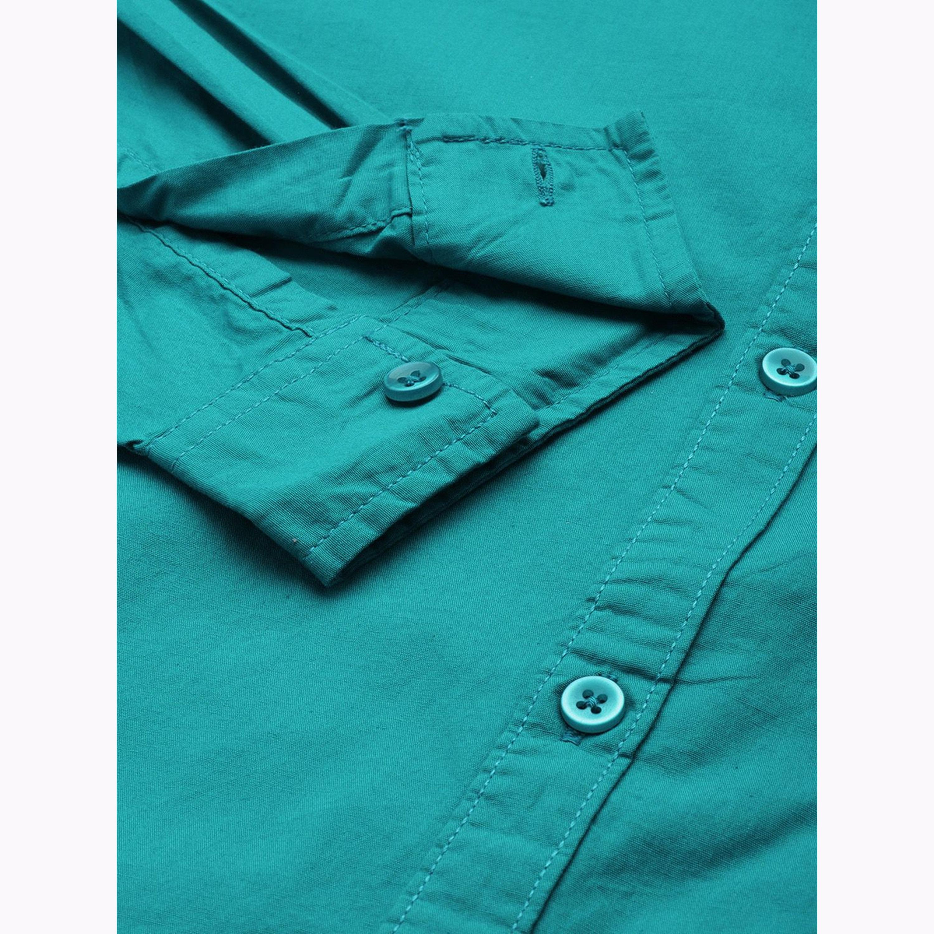 The Indian Garage Co X Styli Men Blue Regular Fit Solid Shirt-men-clothing-shirts-image-3