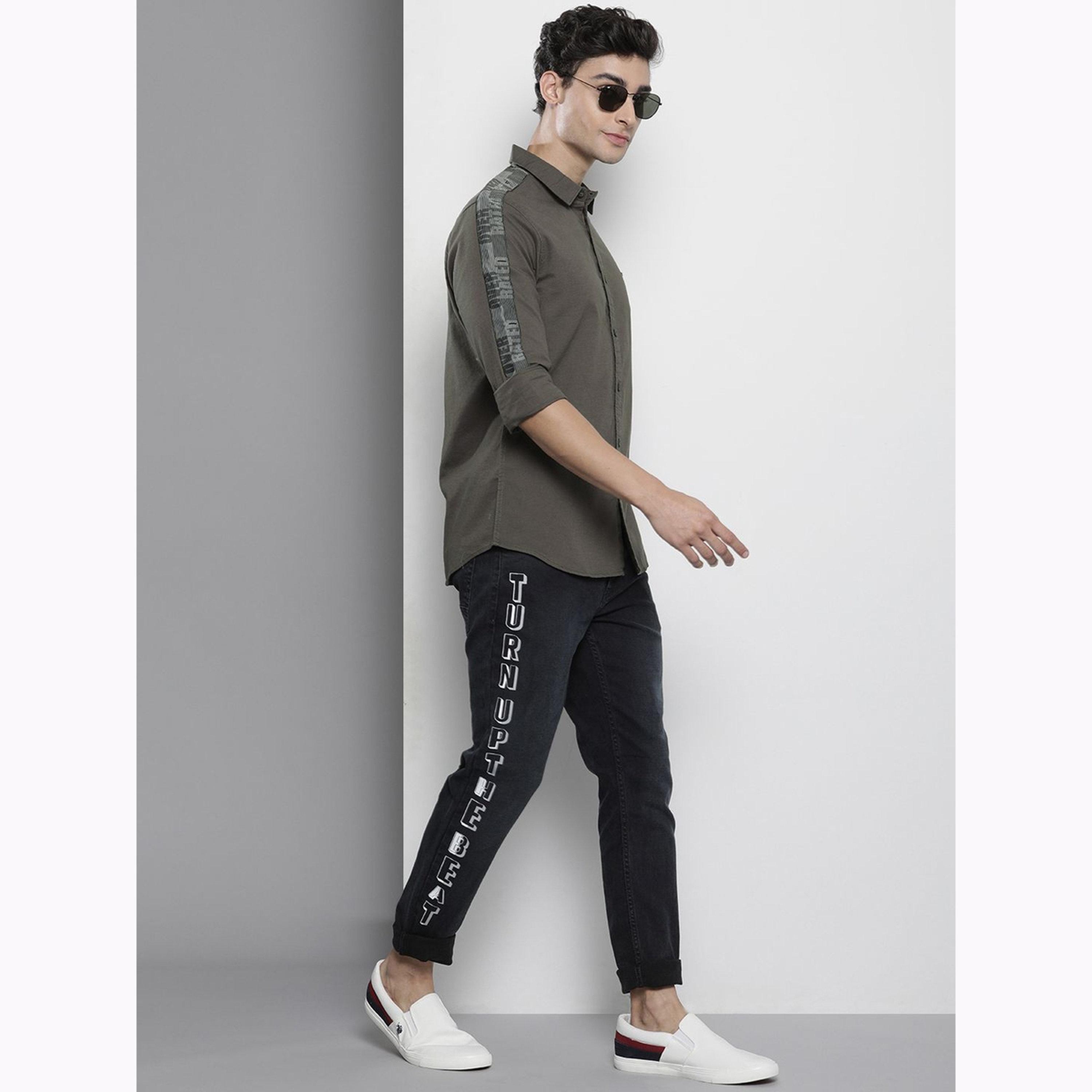 The Indian Garage Co X Styli Men Grey Slim Fit Solid Shirt-men-clothing-shirts-image-2