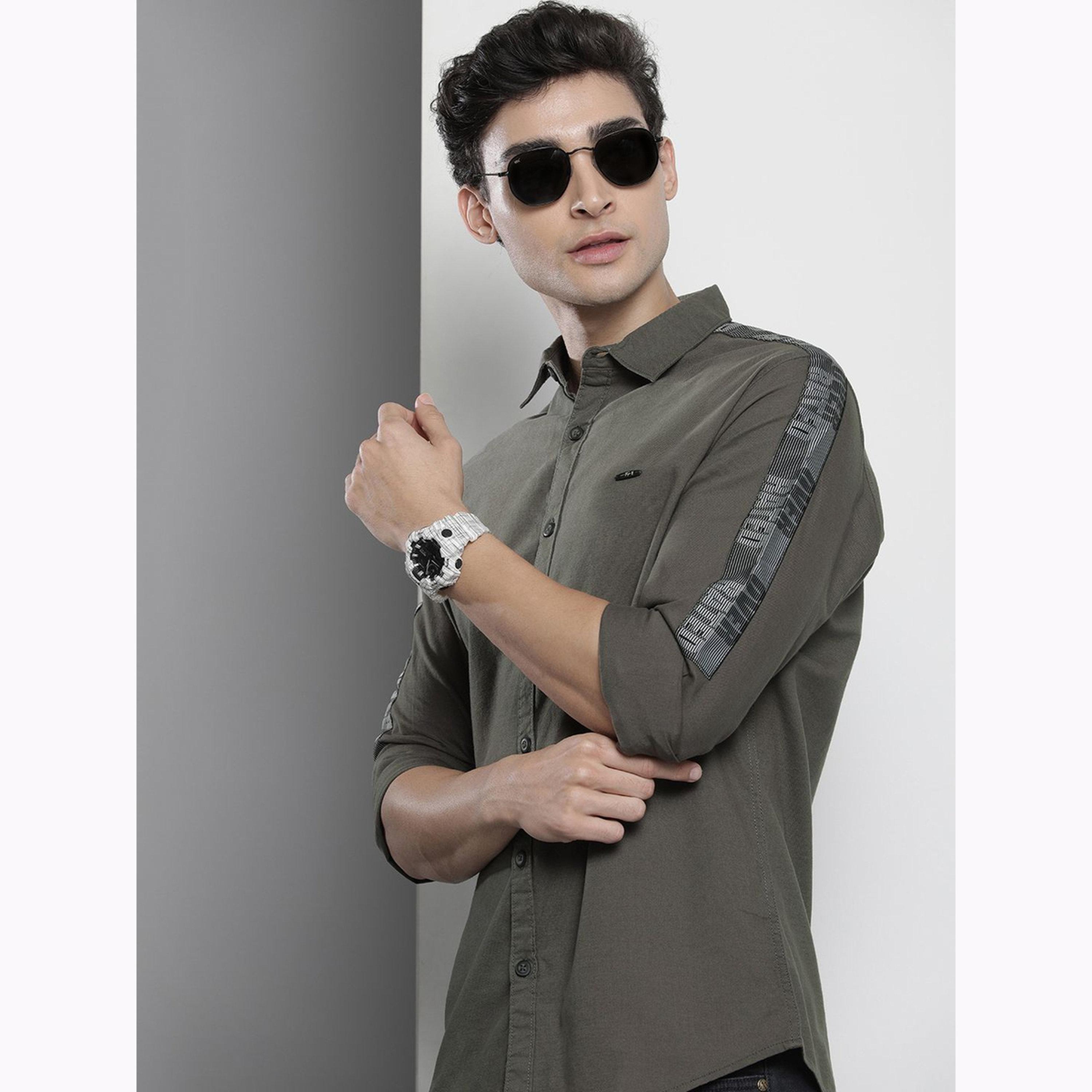 The Indian Garage Co X Styli Men Grey Slim Fit Solid Shirt-men-clothing-shirts-image-6