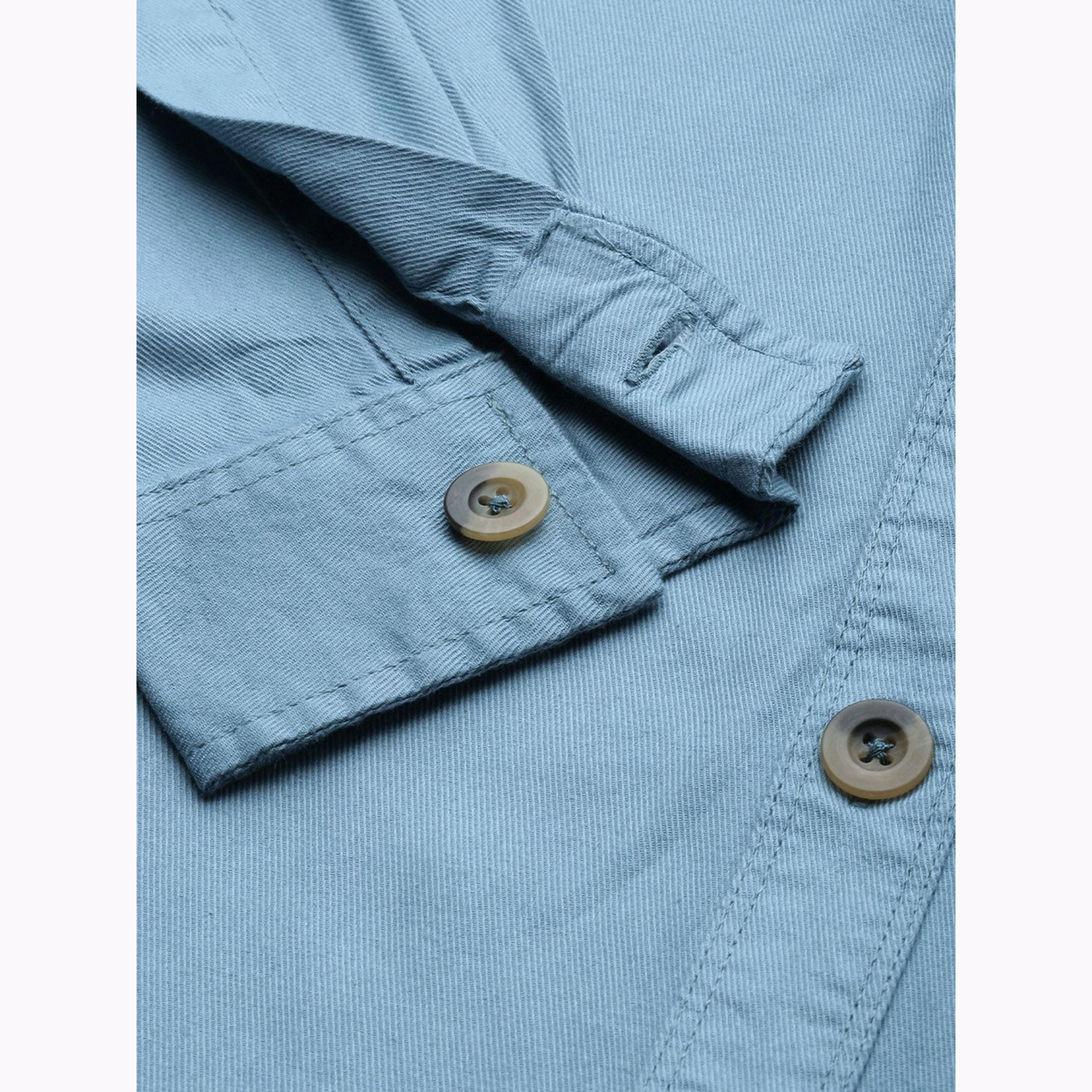 The Indian Garage Co X Styli Men Blue Solid Hooded Shirt-men-clothing-shirts-image-7