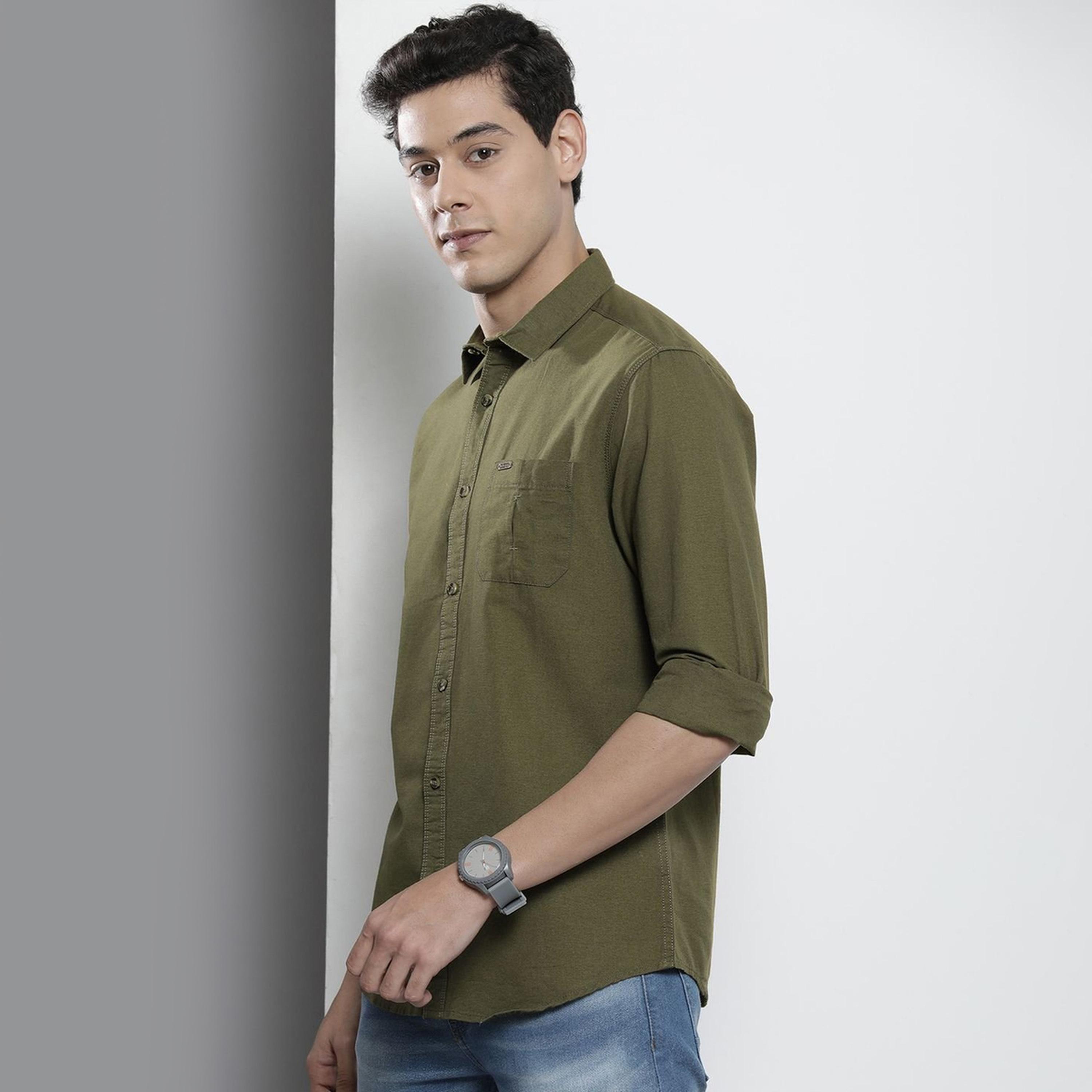 قميص سادة بقصة عادية للرجال-men-clothing-shirts-image-1
