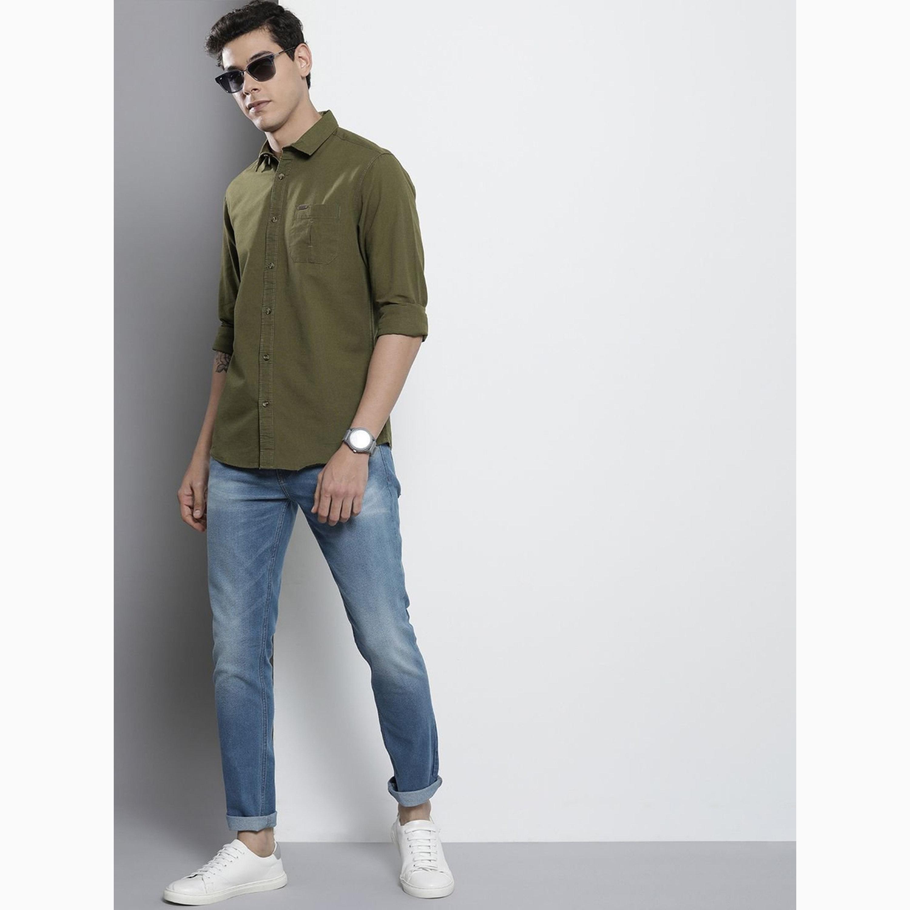 قميص سادة بقصة عادية للرجال-men-clothing-shirts-image-2