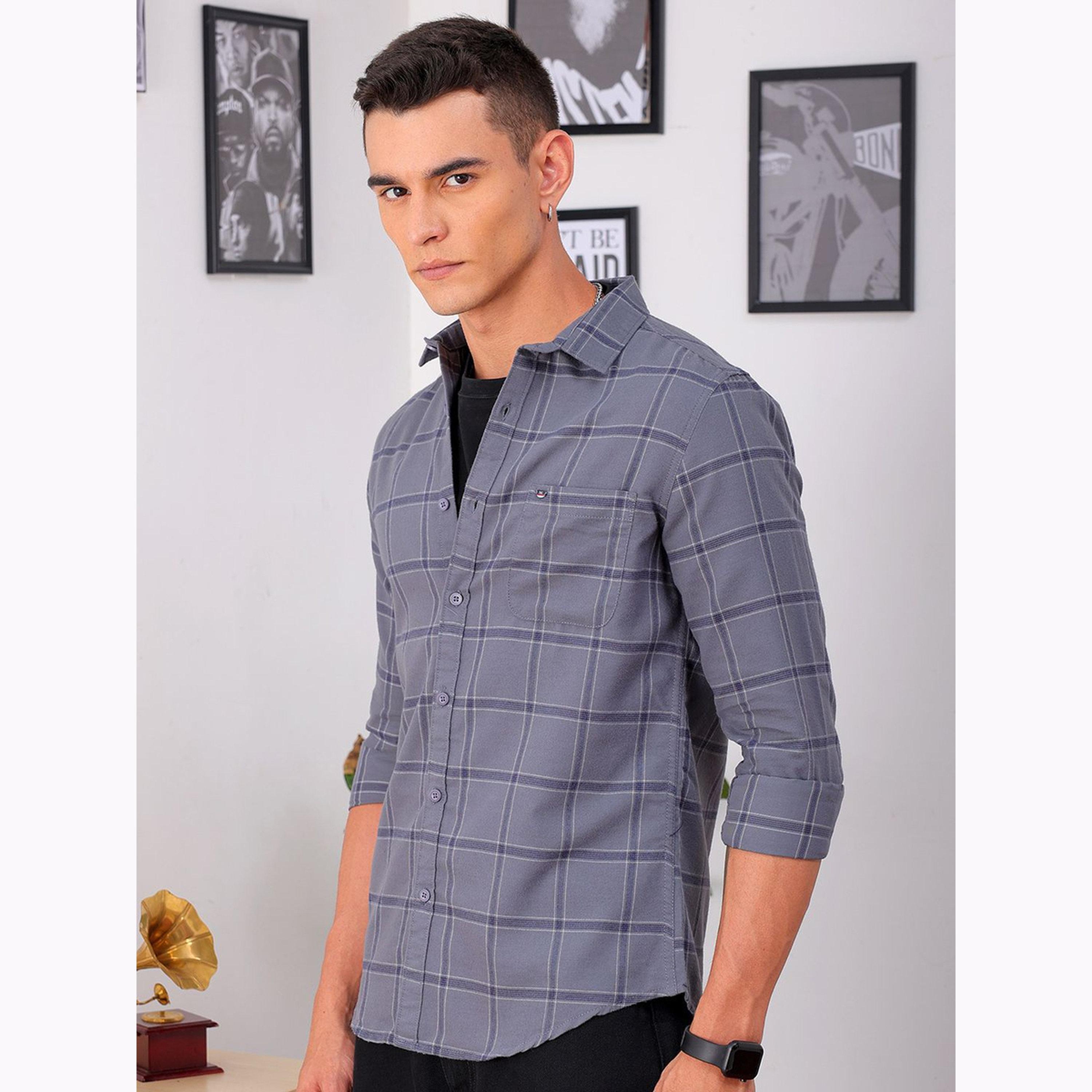 قميص كاروهات بقصة ضيقة للرجال-men-clothing-shirts-image-5