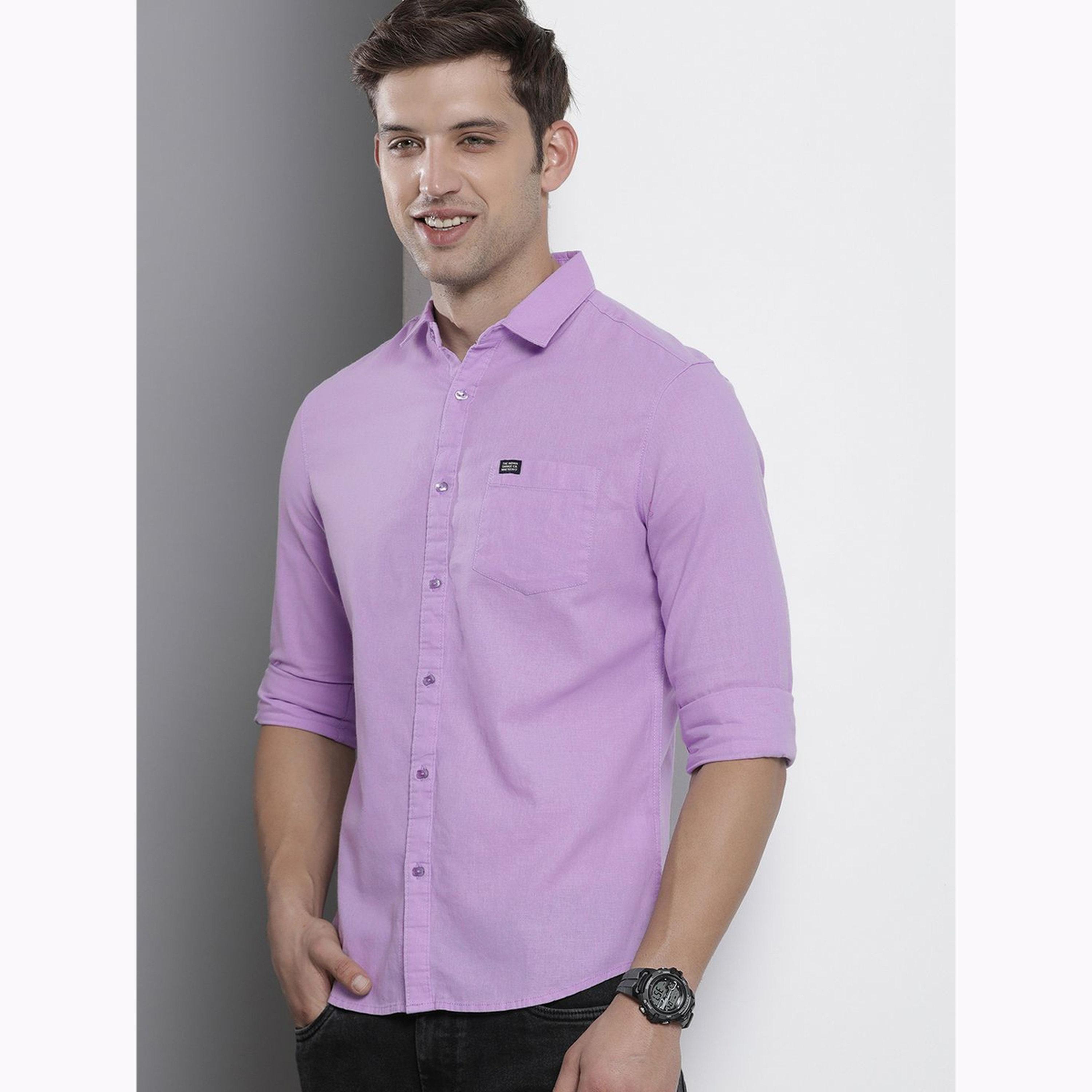 The Indian Garage Co X Styli Men Lilac Spread Collar Regular Shirt-men-clothing-shirts-image-3