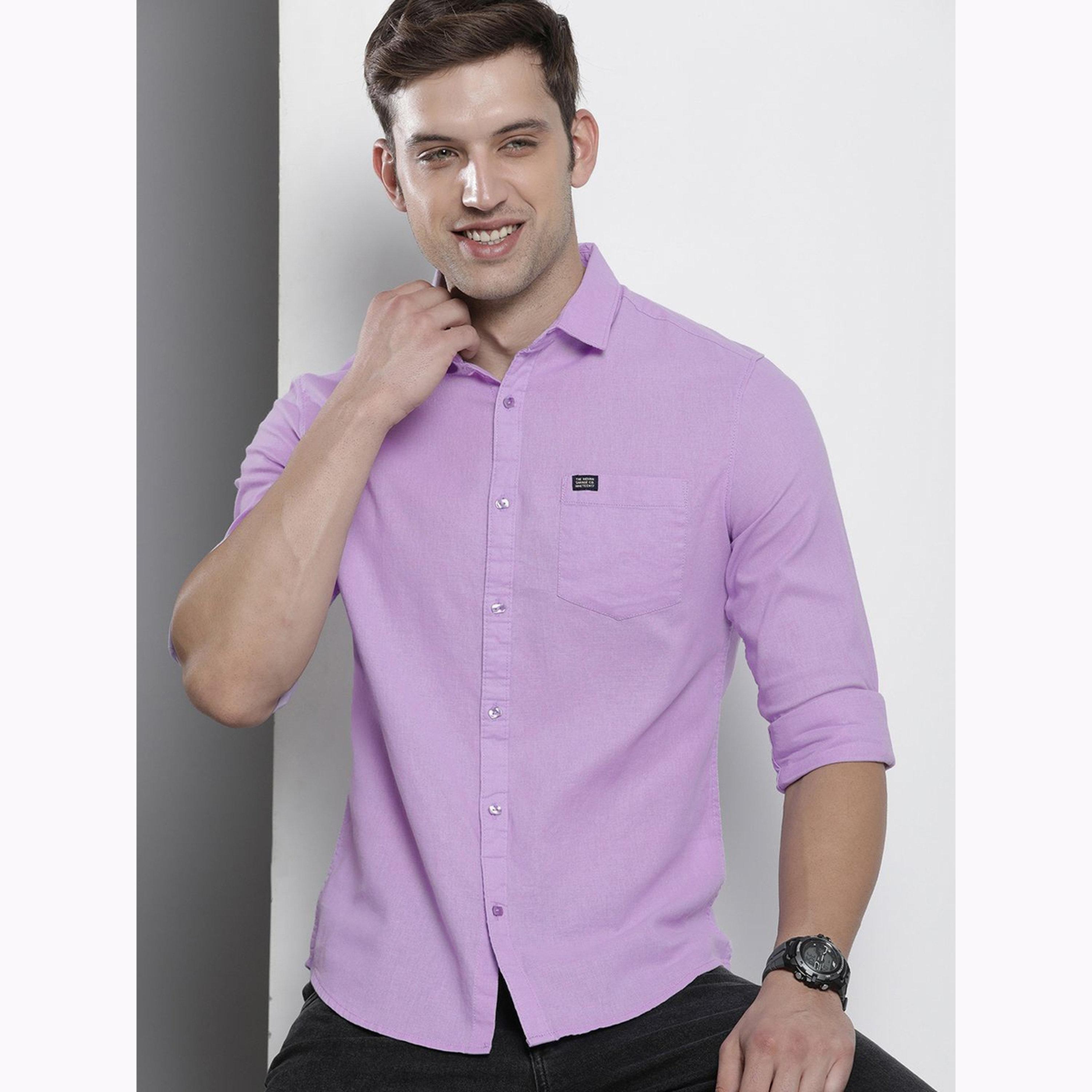The Indian Garage Co X Styli Men Lilac Spread Collar Regular Shirt-men-clothing-shirts-image-6