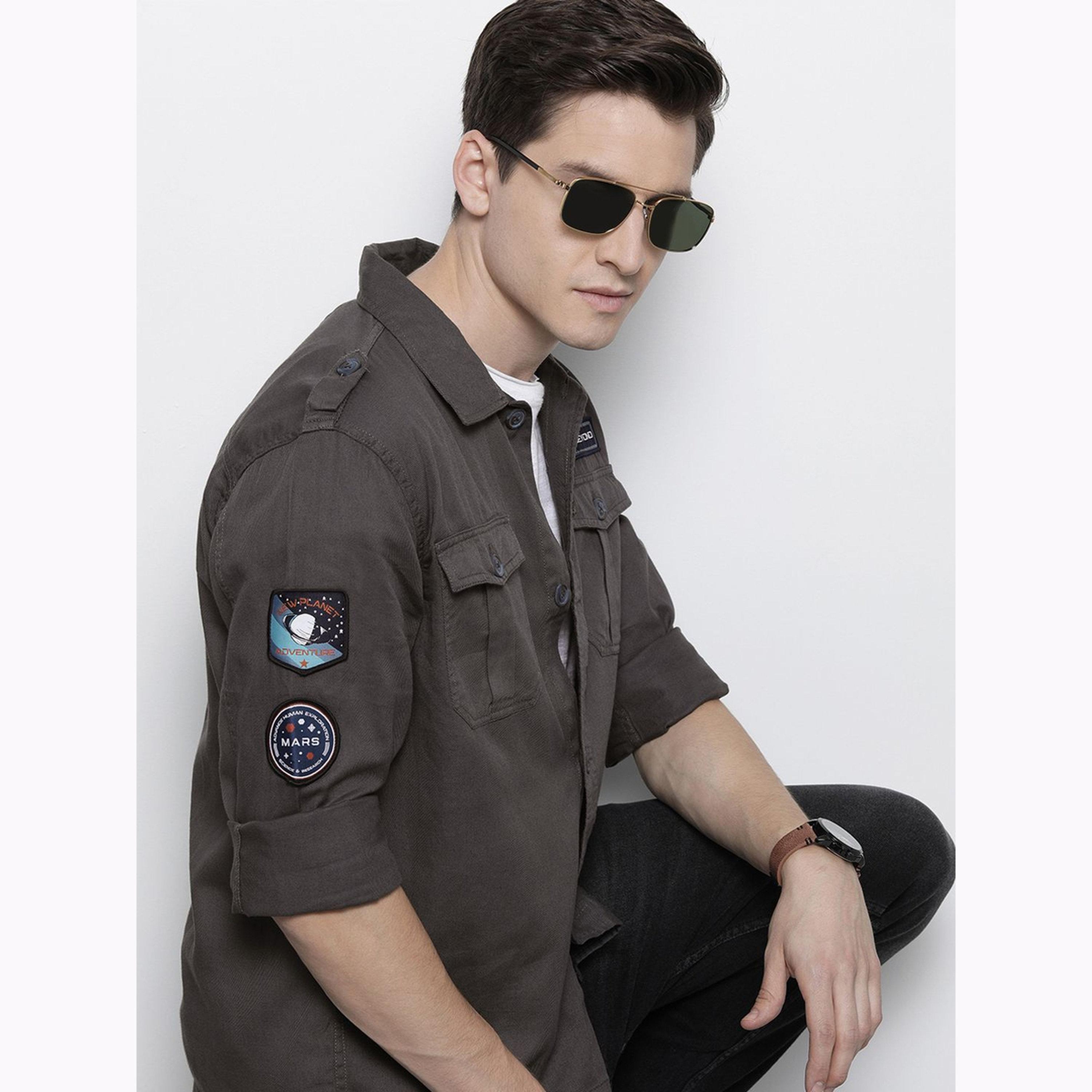 The Indian Garage Co X Styli Men Olive Green Military Shirt with Patches-men-clothing-shirts-image-6