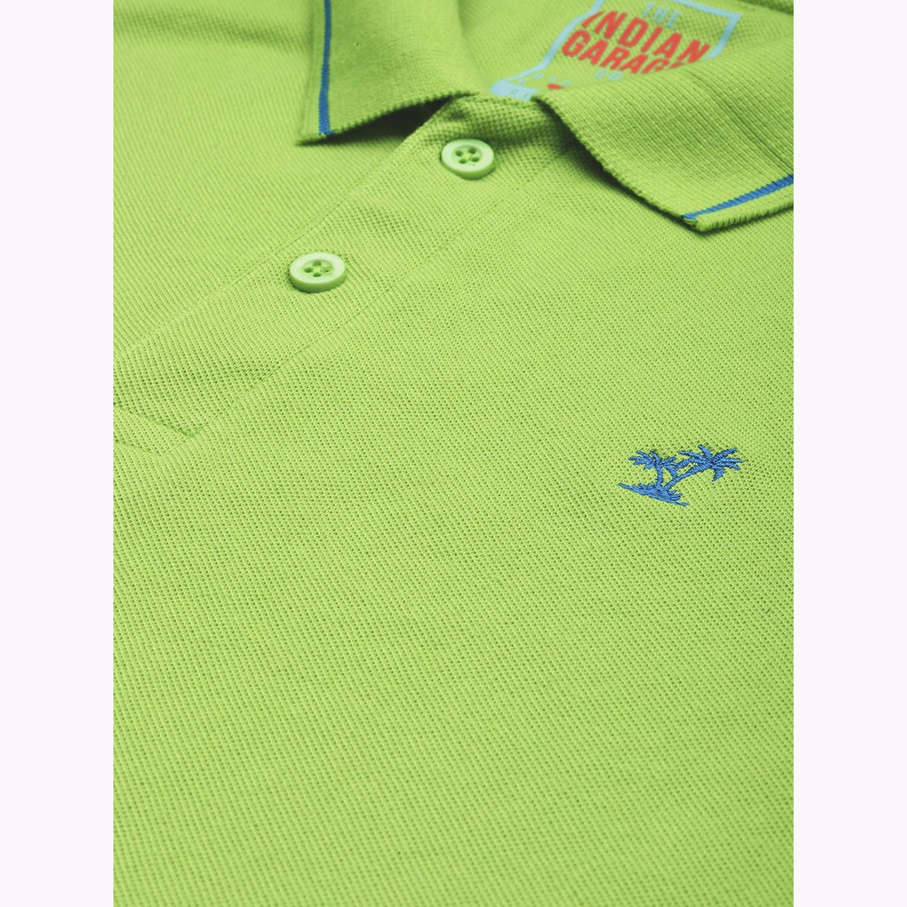 The Indian Garage Co X Styli Men Green Regular Fit Short Sleeve Polo-men-clothing-tshirtsandpolos-polos-image-4