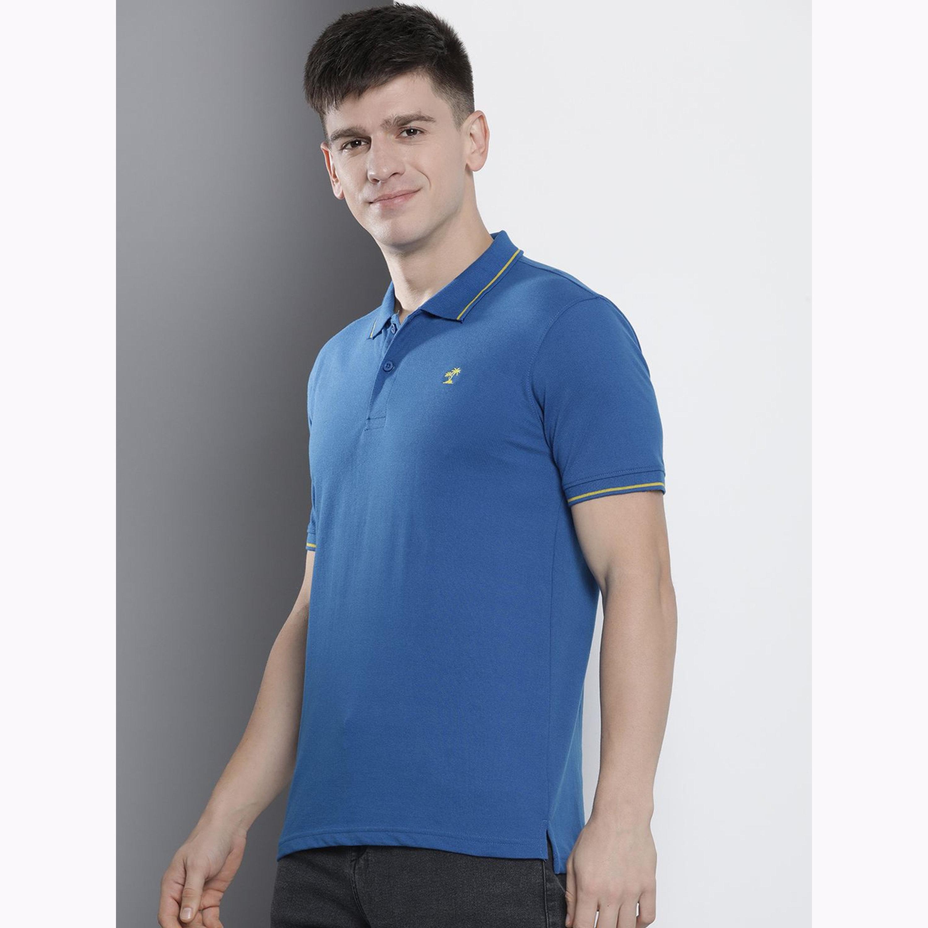The Indian Garage Co X Styli Men Blue Regular Fit Short Sleeve Polo-men-clothing-tshirtsandpolos-polos-image-1