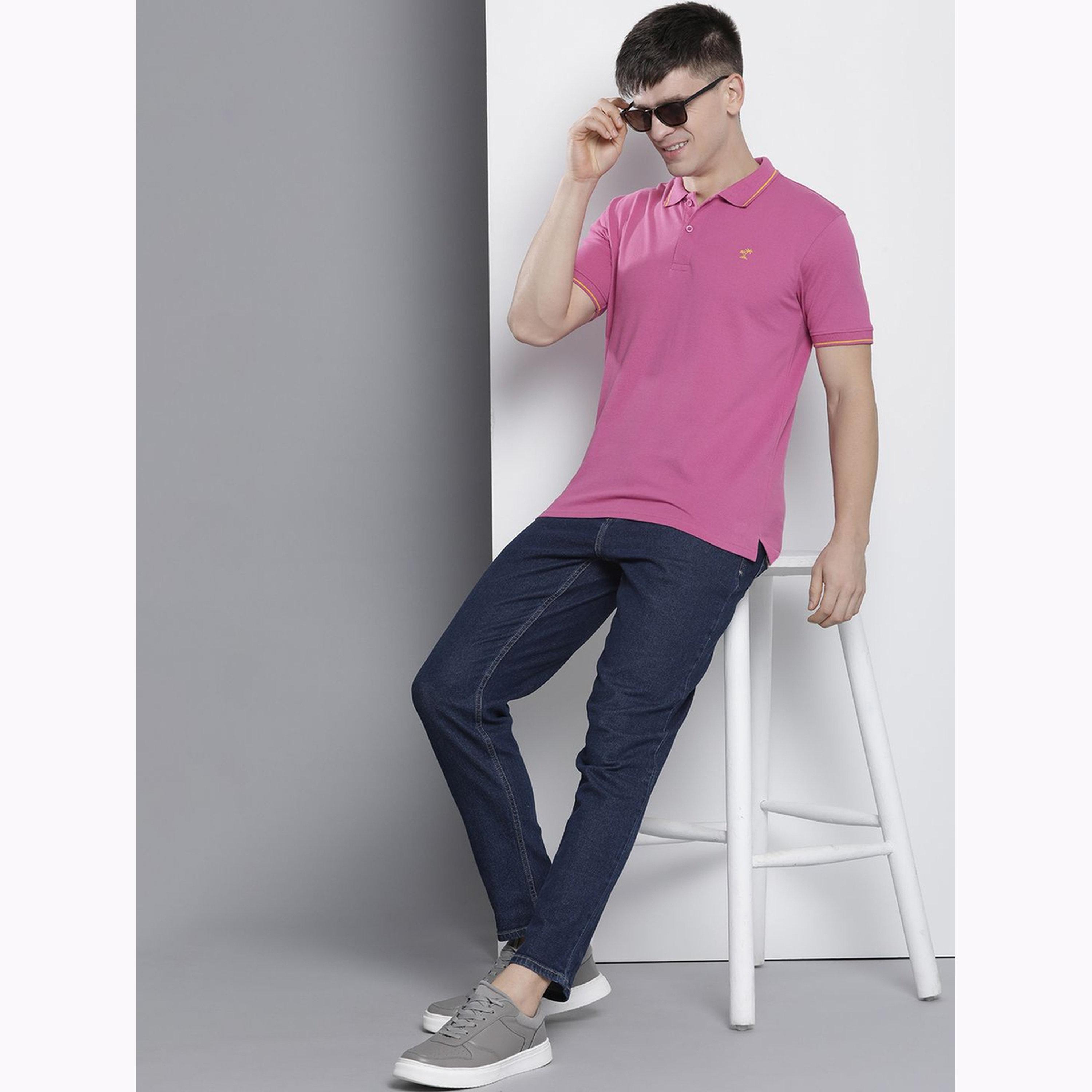 The Indian Garage Co X Styli Men Pink Regular Fit Short Sleeve Polo-men-clothing-tshirtsandpolos-polos-image-2