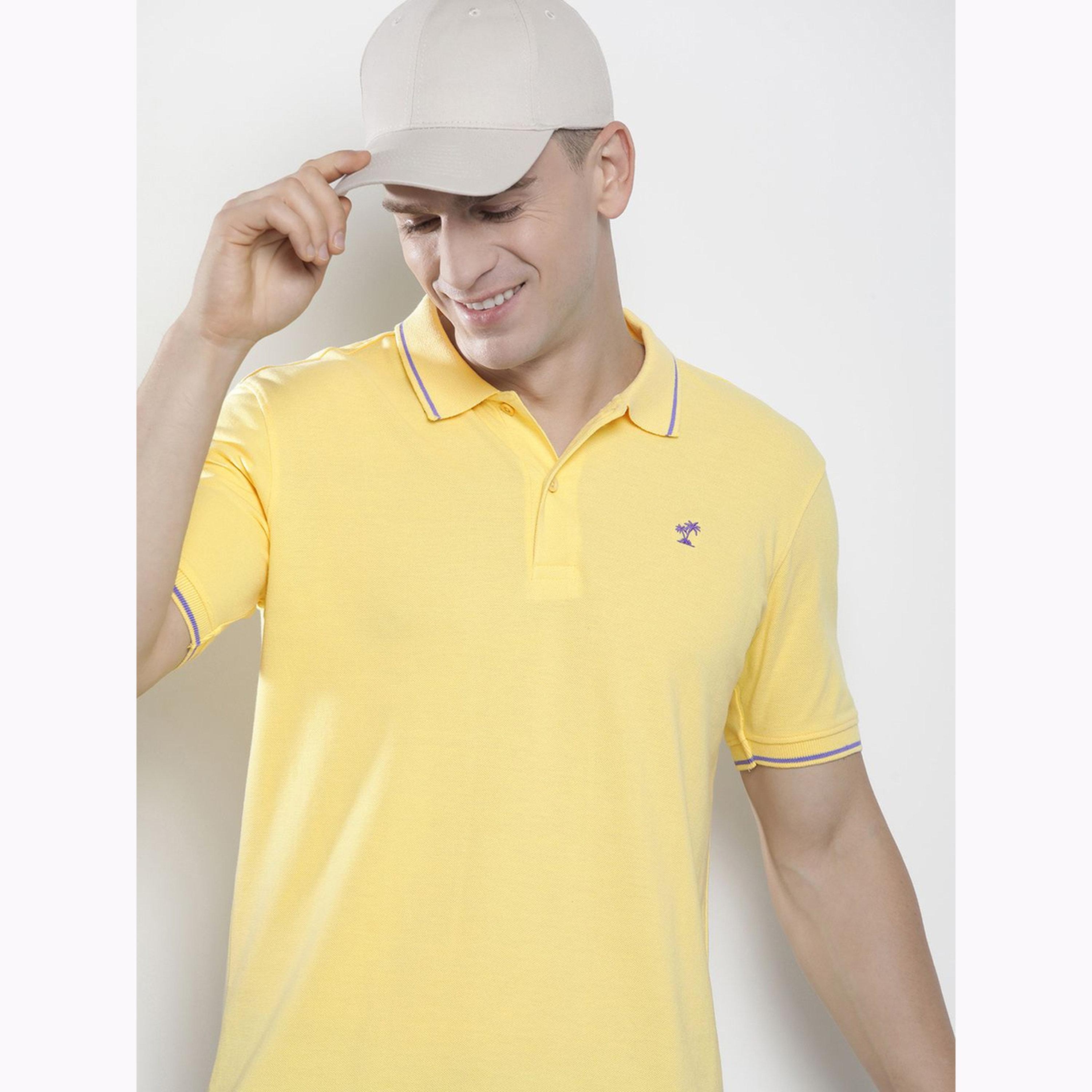 The Indian Garage Co X Styli Men Yellow Regular Fit Short Sleeve Polo-men-clothing-tshirtsandpolos-polos-image-3