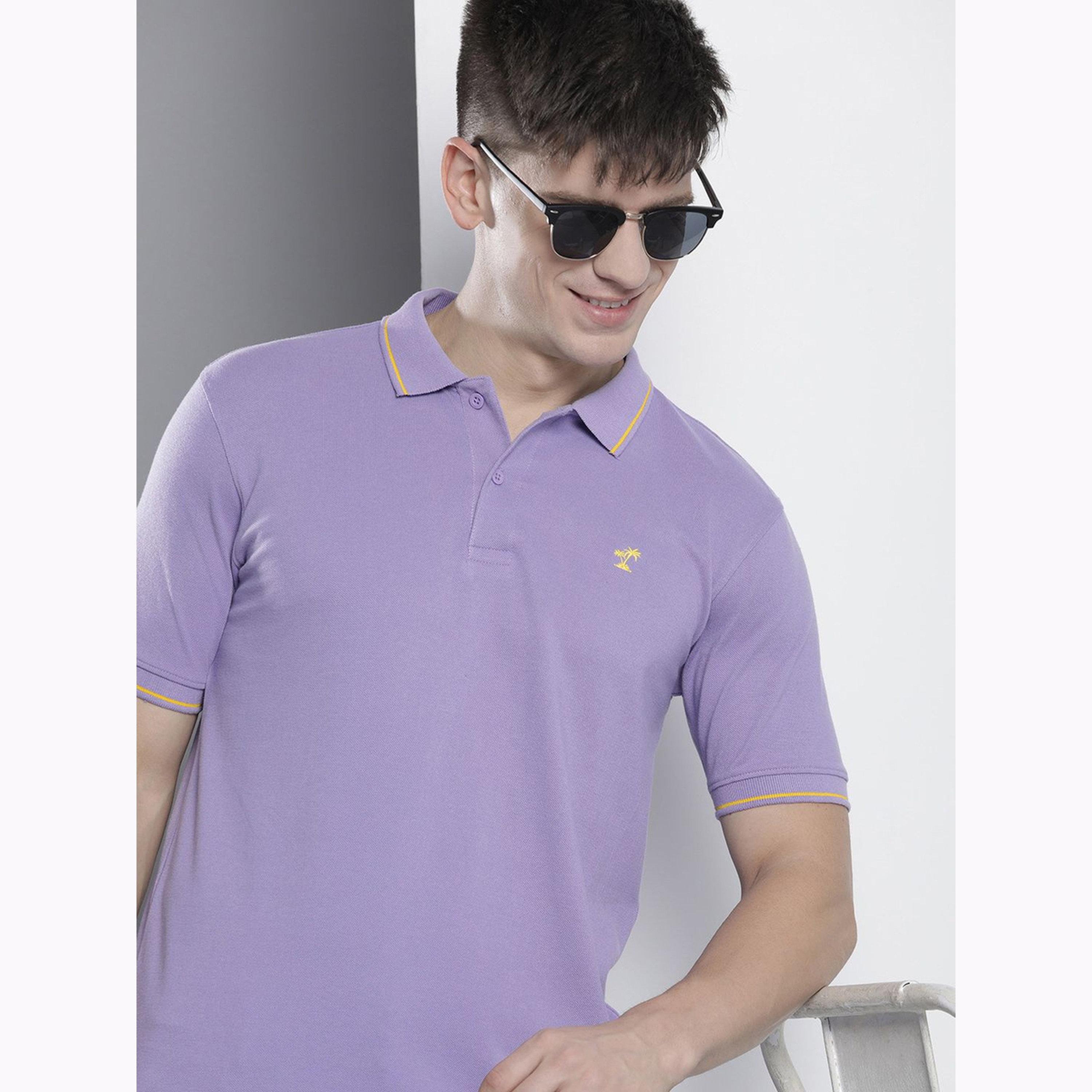 The Indian Garage Co X Styli Men Purple Regular Fit Short Sleeve Polo-men-clothing-tshirtsandpolos-polos-image-3