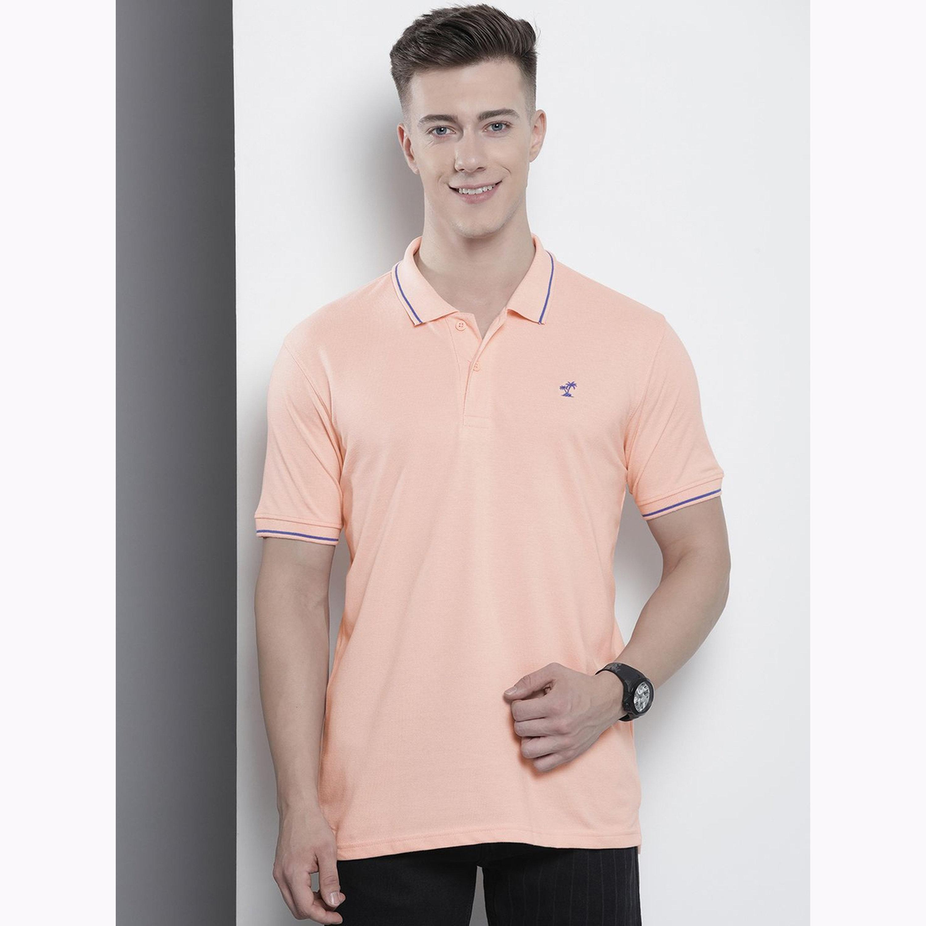 The Indian Garage Co X Styli Men Peach Regular Fit Short Sleeve Polo-men-clothing-tshirtsandpolos-polos-image-1