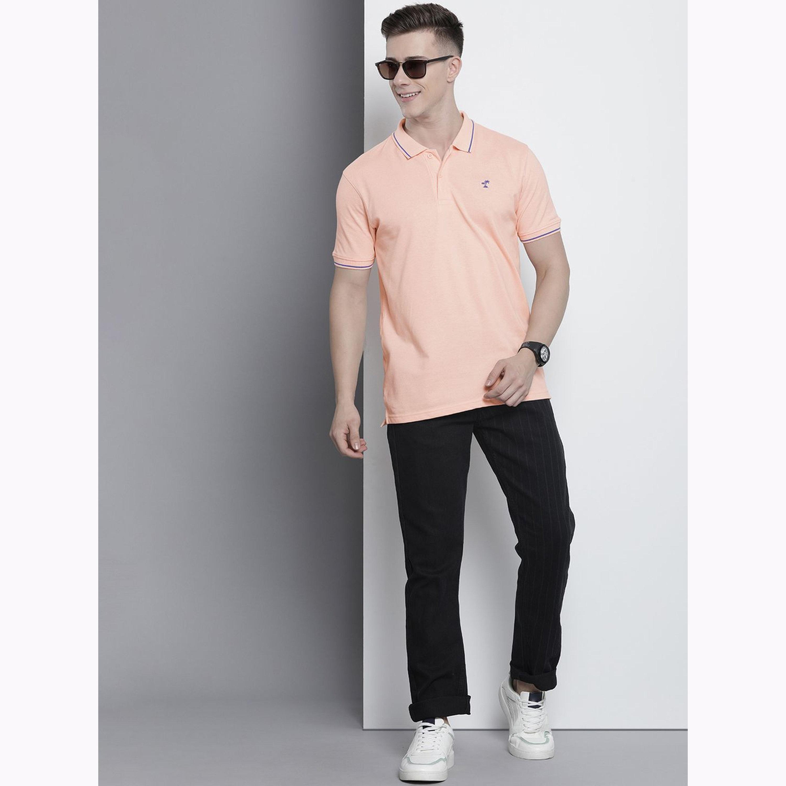 The Indian Garage Co X Styli Men Peach Regular Fit Short Sleeve Polo-men-clothing-tshirtsandpolos-polos-image-2