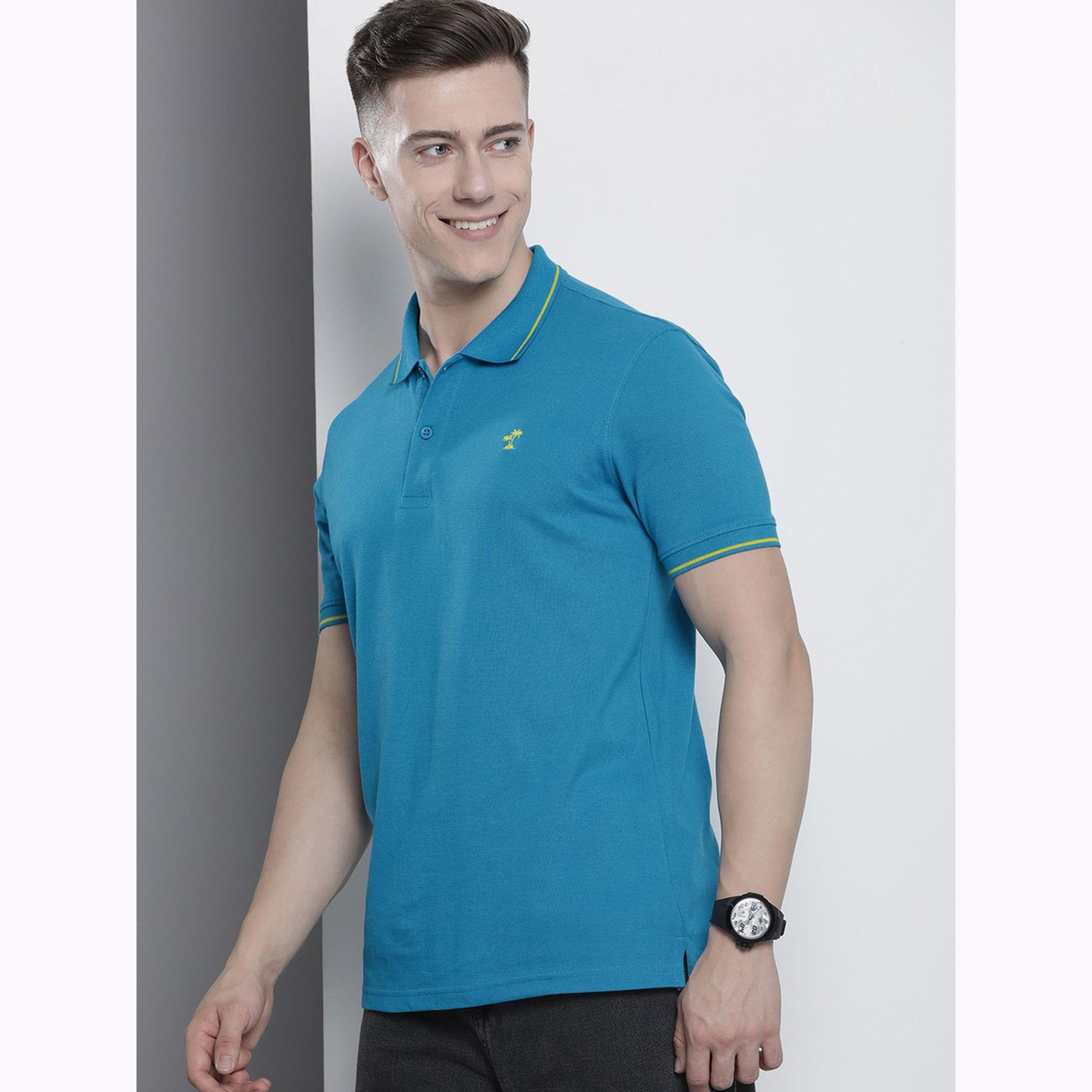 The Indian Garage Co X Styli Men Blue Regular Fit Short Sleeve Polo-men-clothing-tshirtsandpolos-polos-image-4