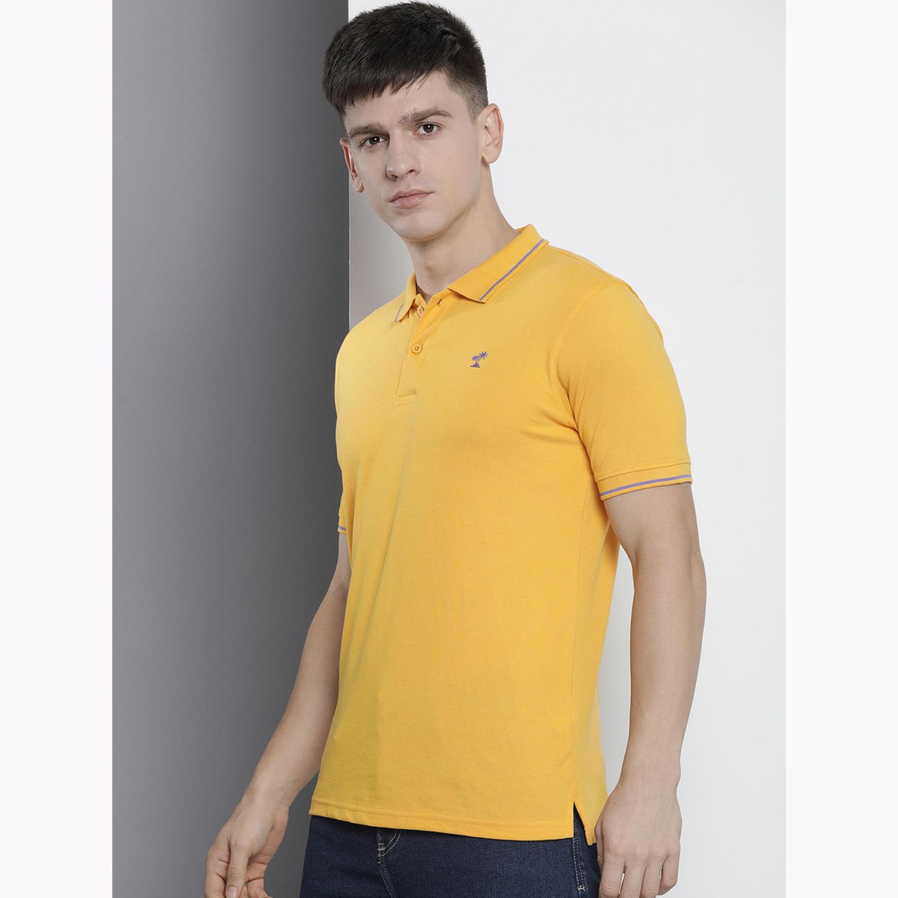 The Indian Garage Co X Styli Men Yellow Regular Fit Short Sleeve Polo-men-clothing-tshirtsandpolos-polos-image-1