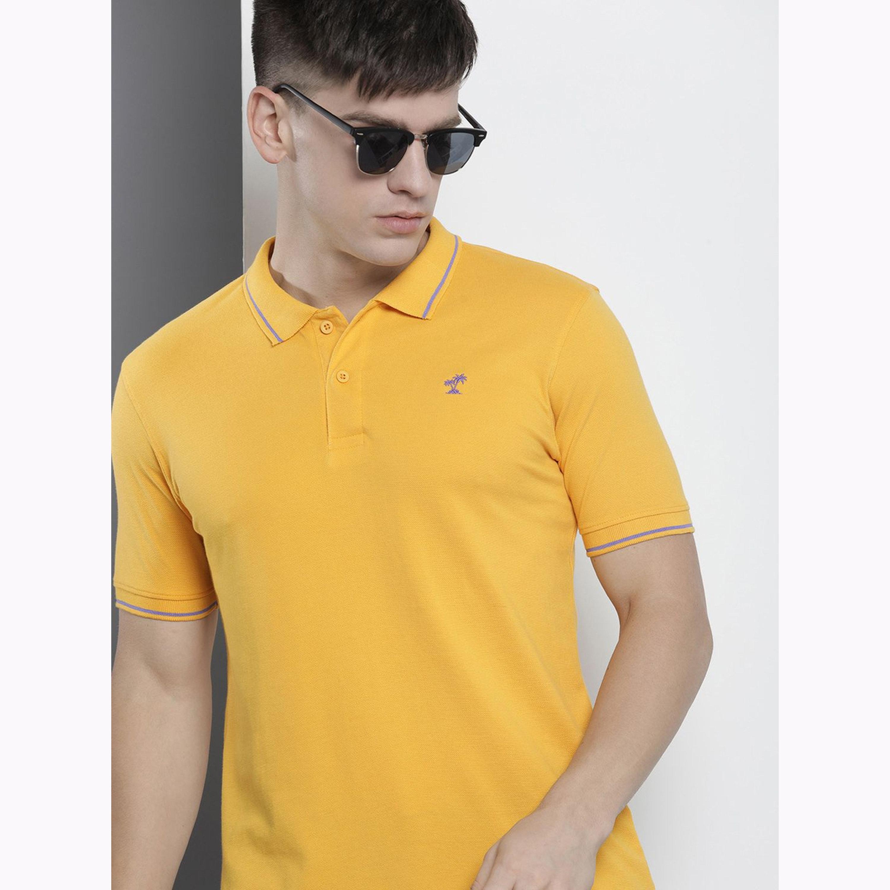 The Indian Garage Co X Styli Men Yellow Regular Fit Short Sleeve Polo-men-clothing-tshirtsandpolos-polos-image-5