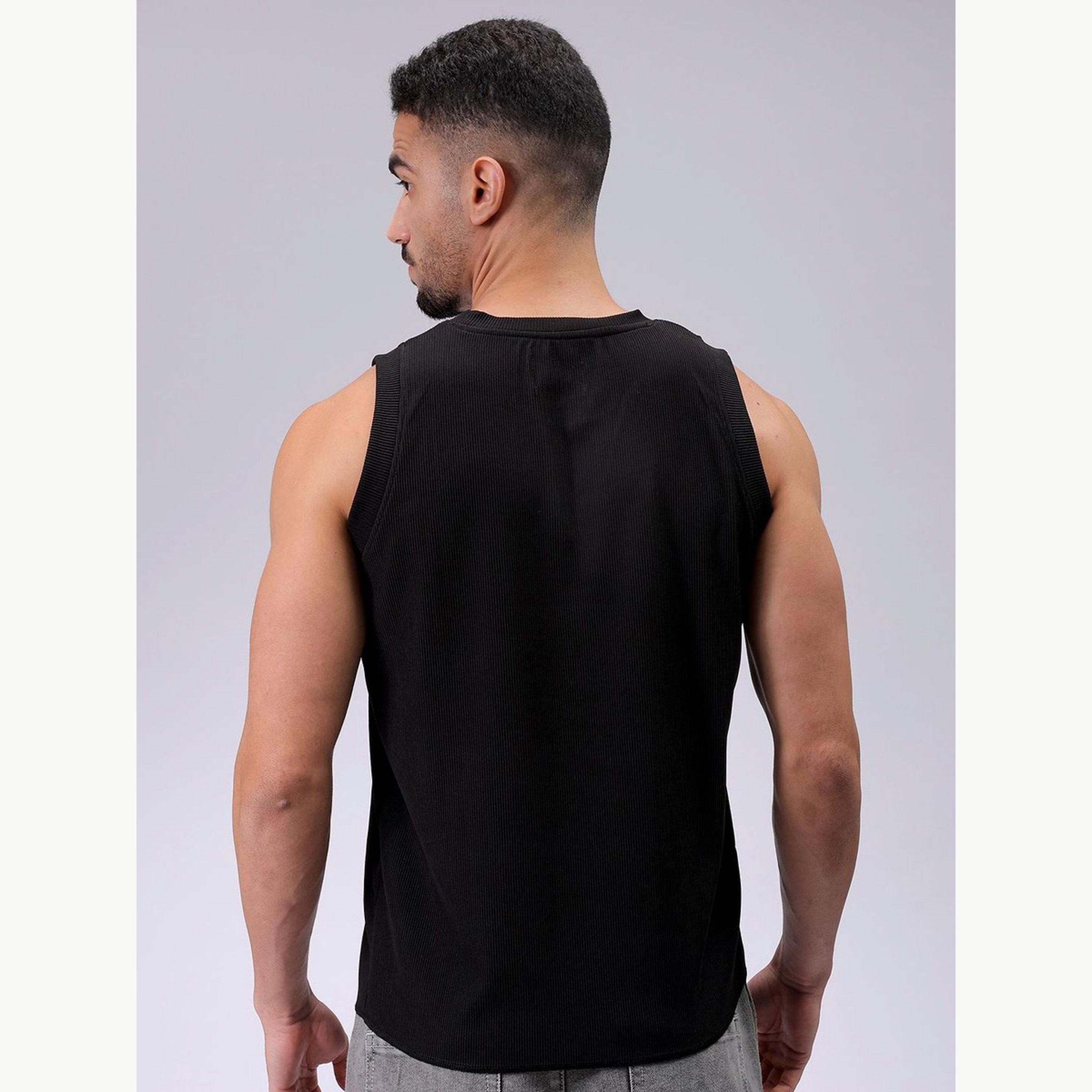 تيشيرت كت بتفاصيل بارزة الملمس للرجال-men-clothing-tshirtsandpolos-vests-image-4