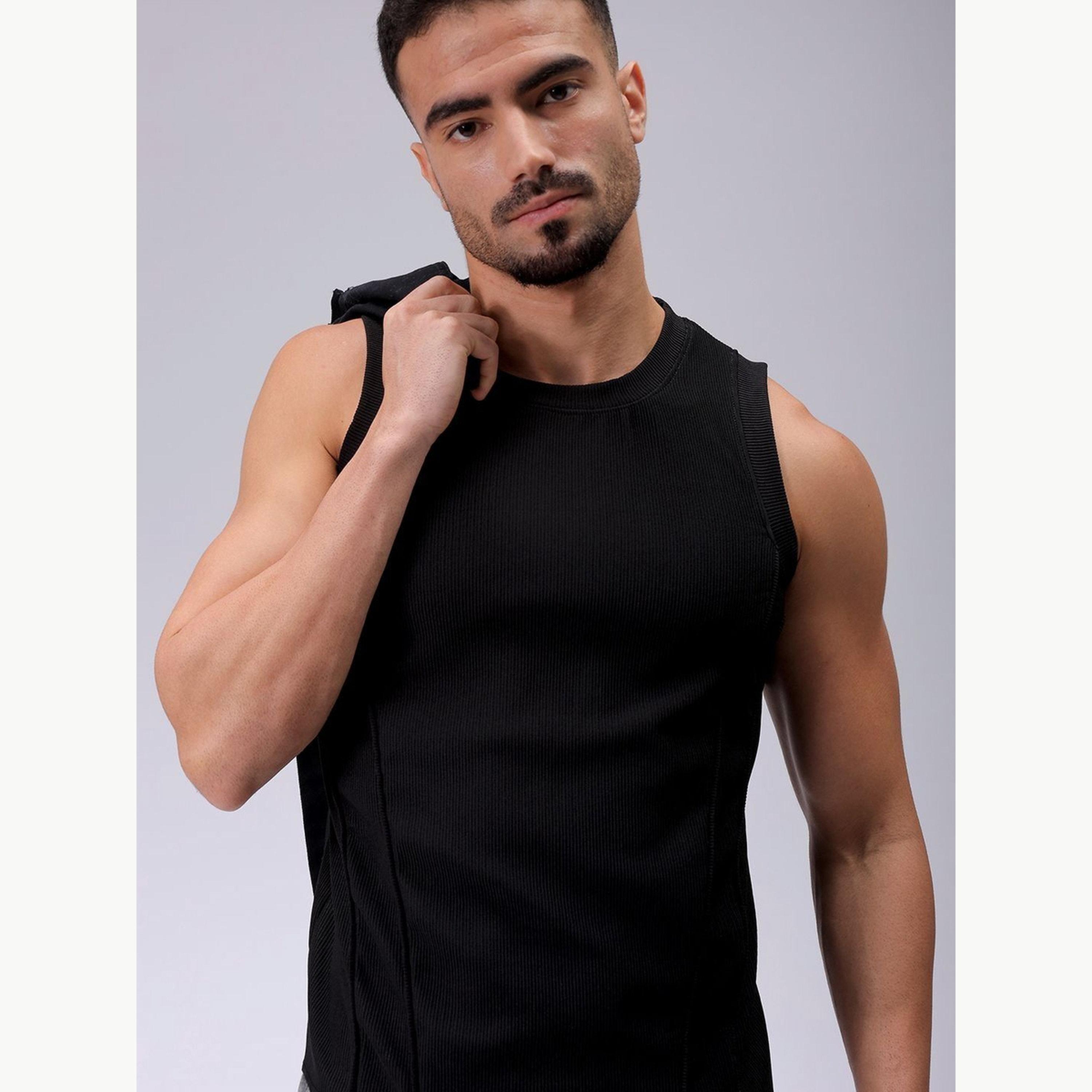 تيشيرت كت بتفاصيل بارزة الملمس للرجال-men-clothing-tshirtsandpolos-vests-image-6