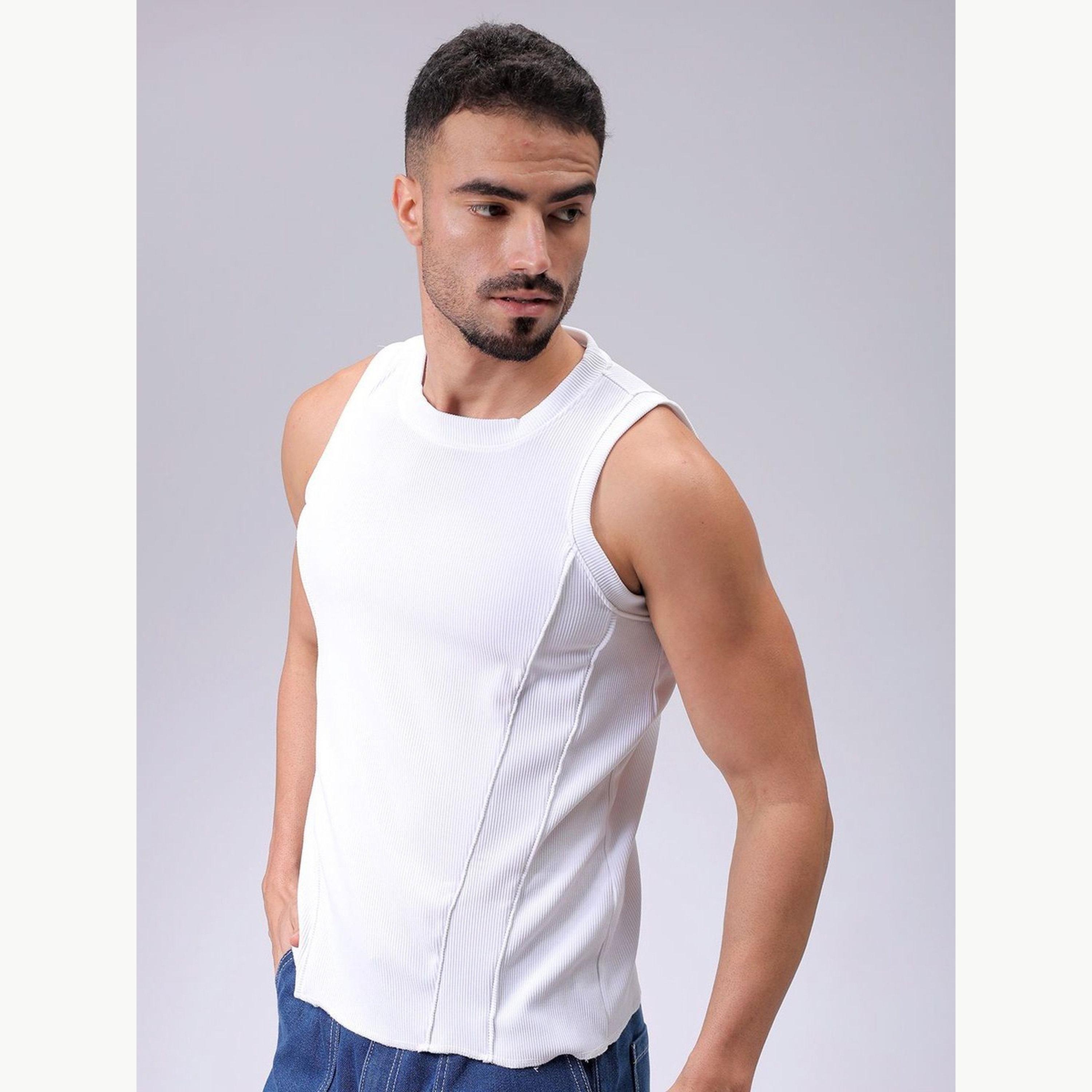 تيشيرت كت بتفاصيل بارزة الملمس للرجال-men-clothing-tshirtsandpolos-vests-image-3