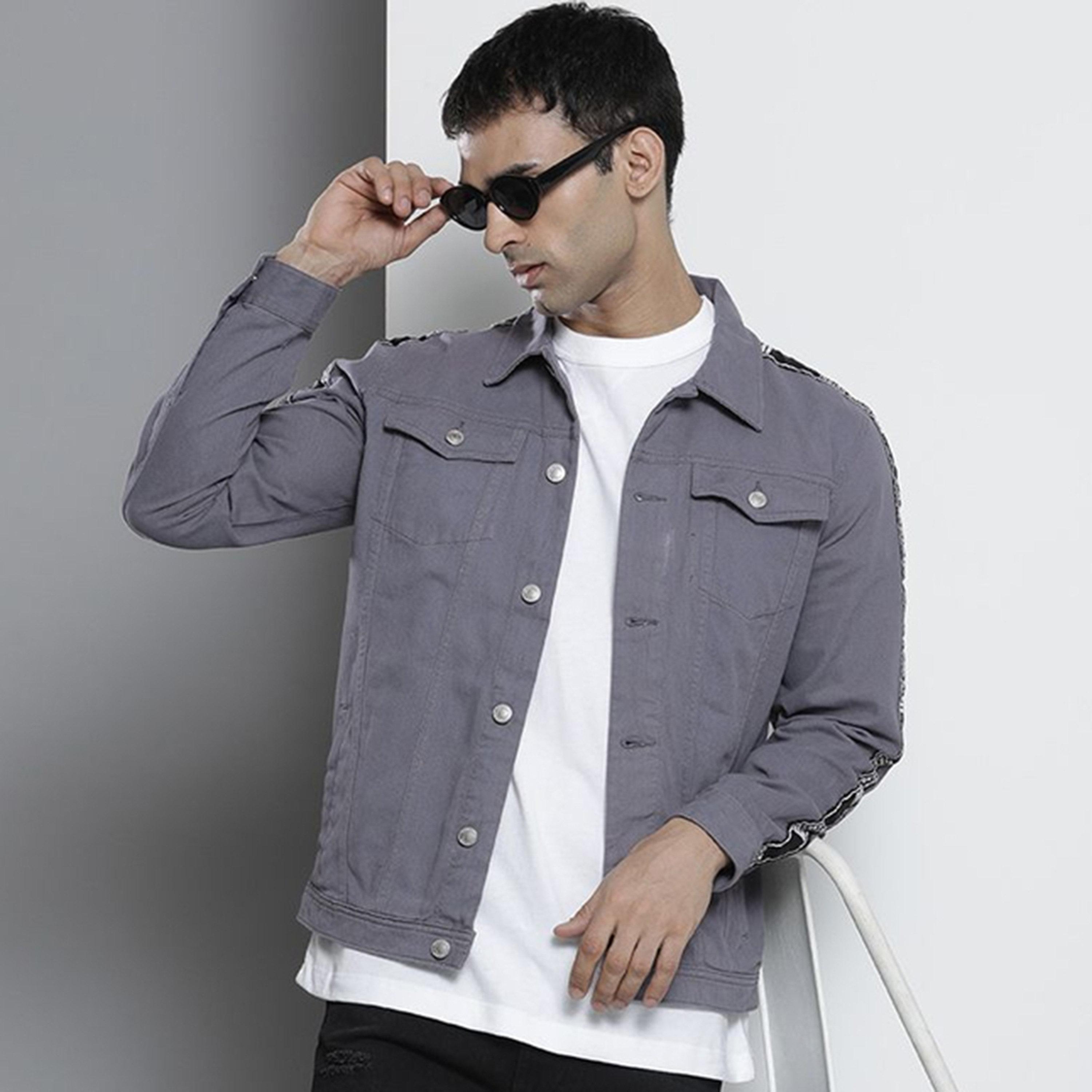 The Indian Garage Co X Styli Men Grey Solid Button-Up Jacket-men-clothing-jacketsandblazers-jackets-image-1