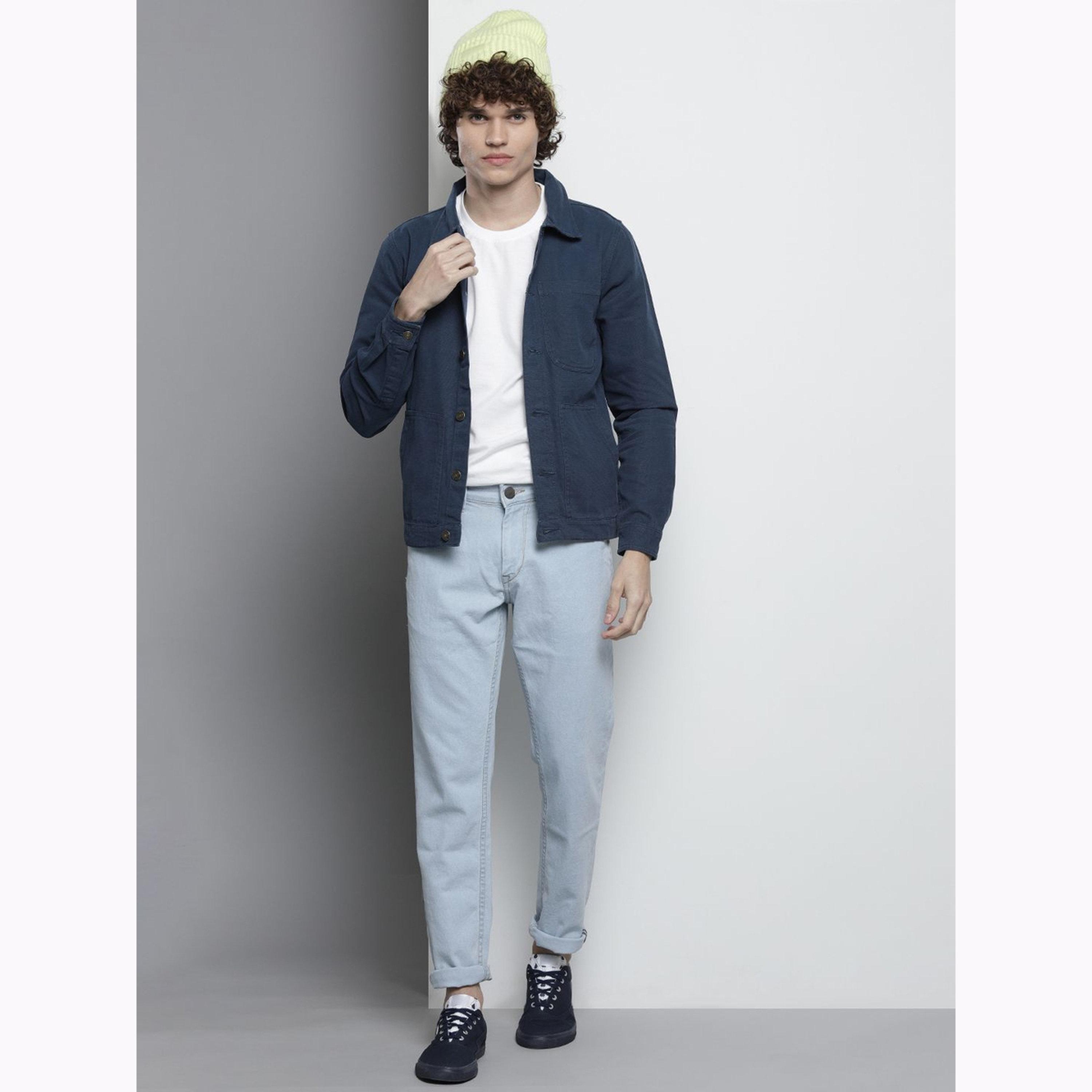 The Indian Garage Co X Styli Men Blue Solid Button-Up Jacket-men-clothing-jacketsandblazers-jackets-image-2