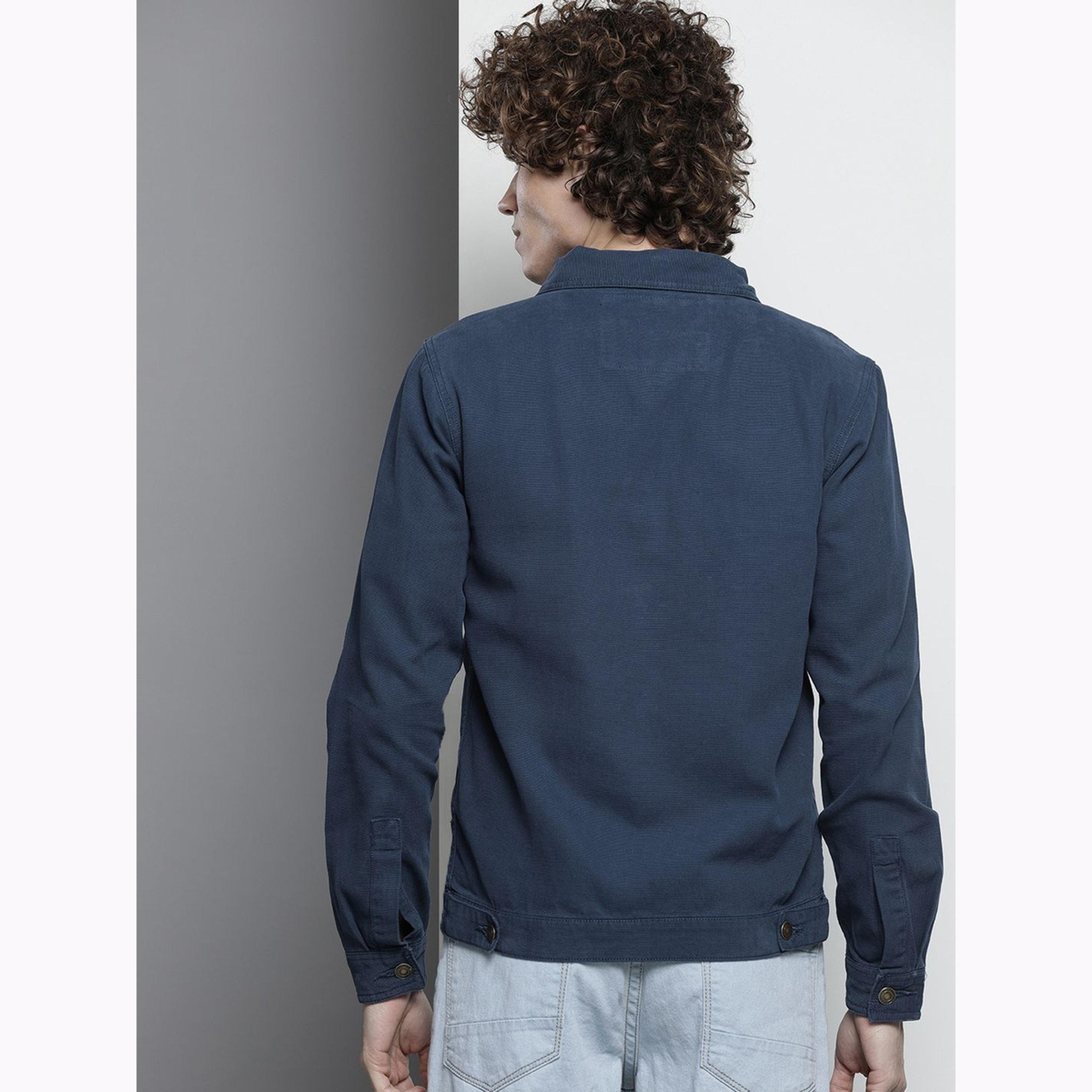 The Indian Garage Co X Styli Men Blue Solid Button-Up Jacket-men-clothing-jacketsandblazers-jackets-image-5