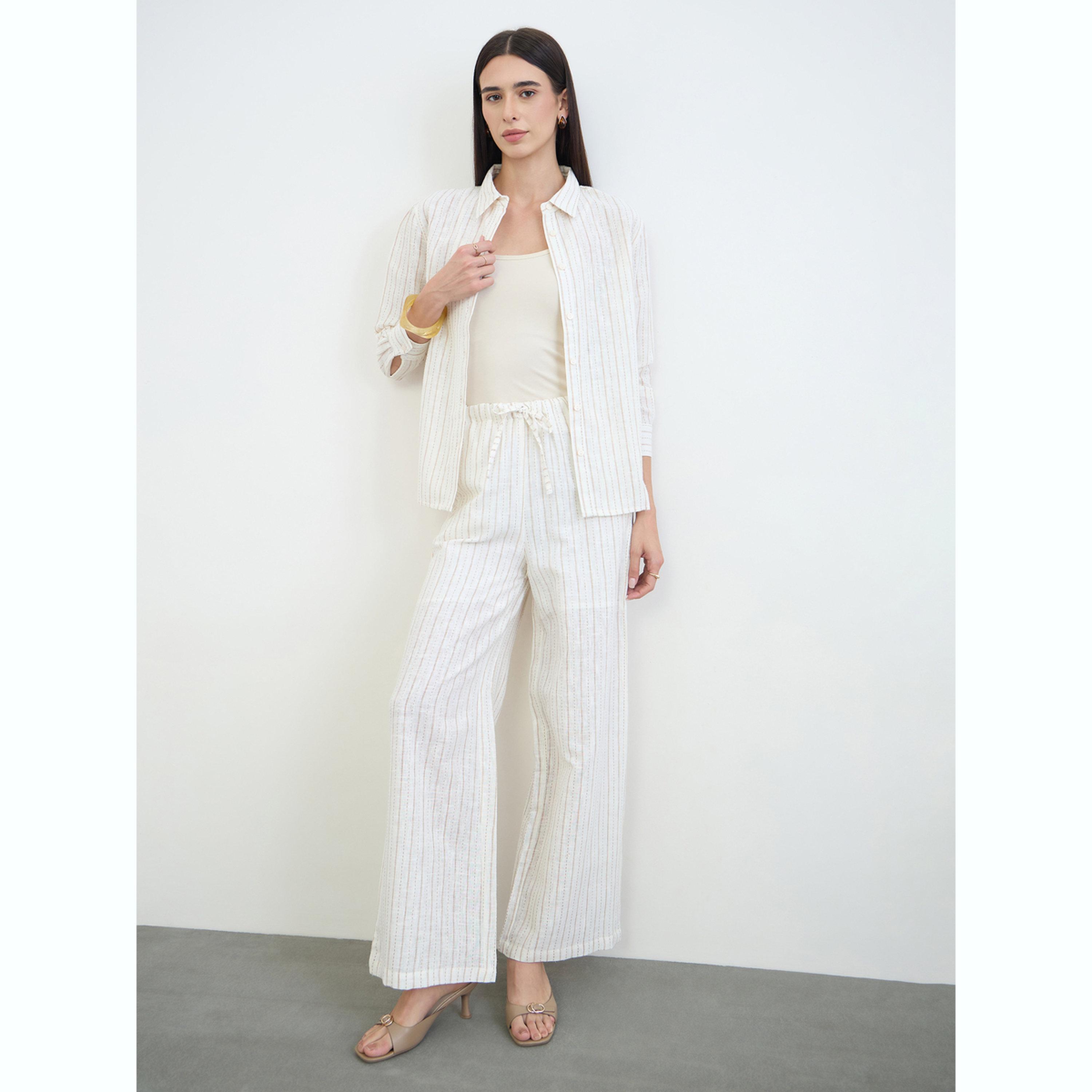 بنطال بأرجل واسعة ورباط سحب ومخطط-women-clothing-bottoms-joggers-image-2
