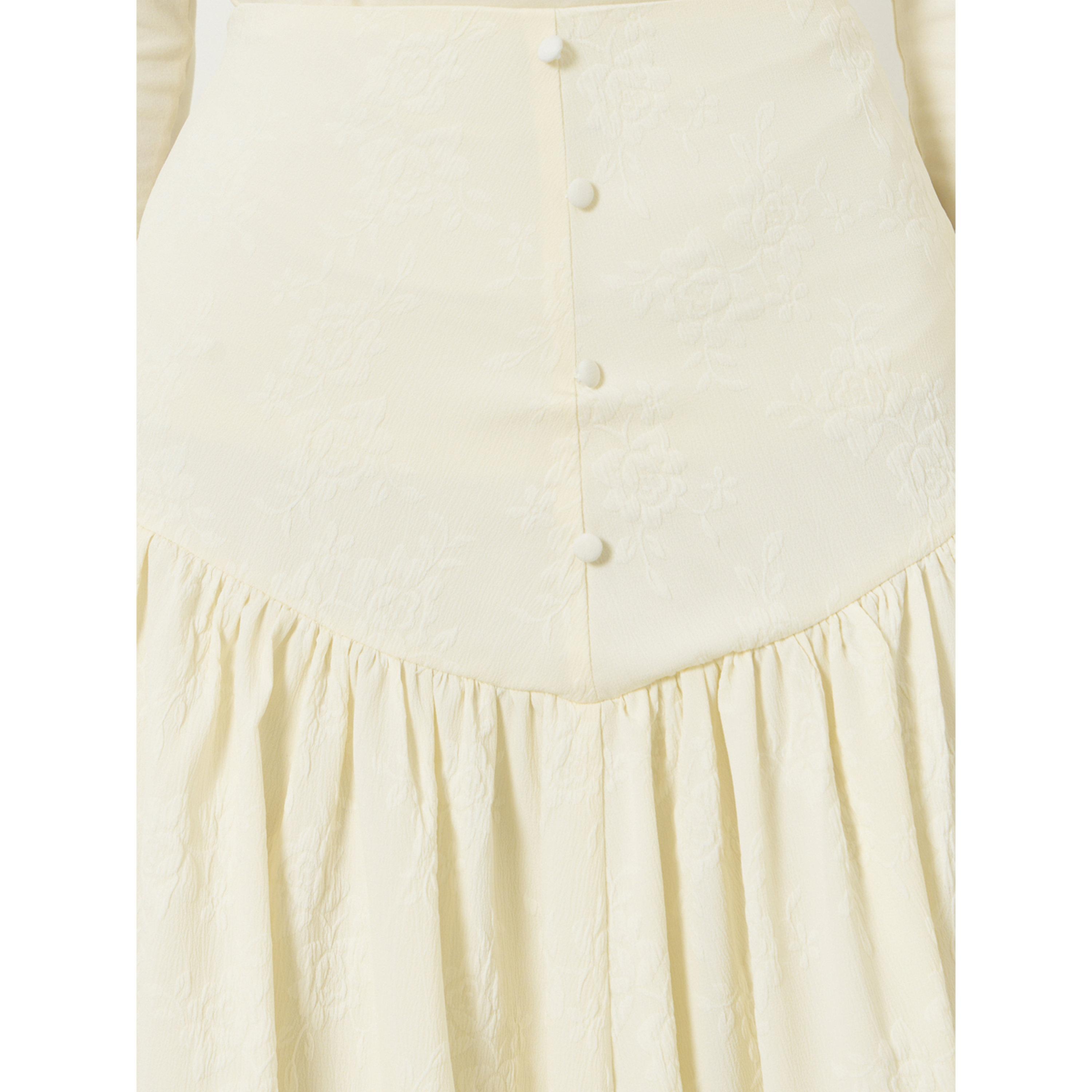 تنورة ميدي بكسرات وأزرار جانبية وبارزة الملمس-women-clothing-bottoms-skirts-image-3