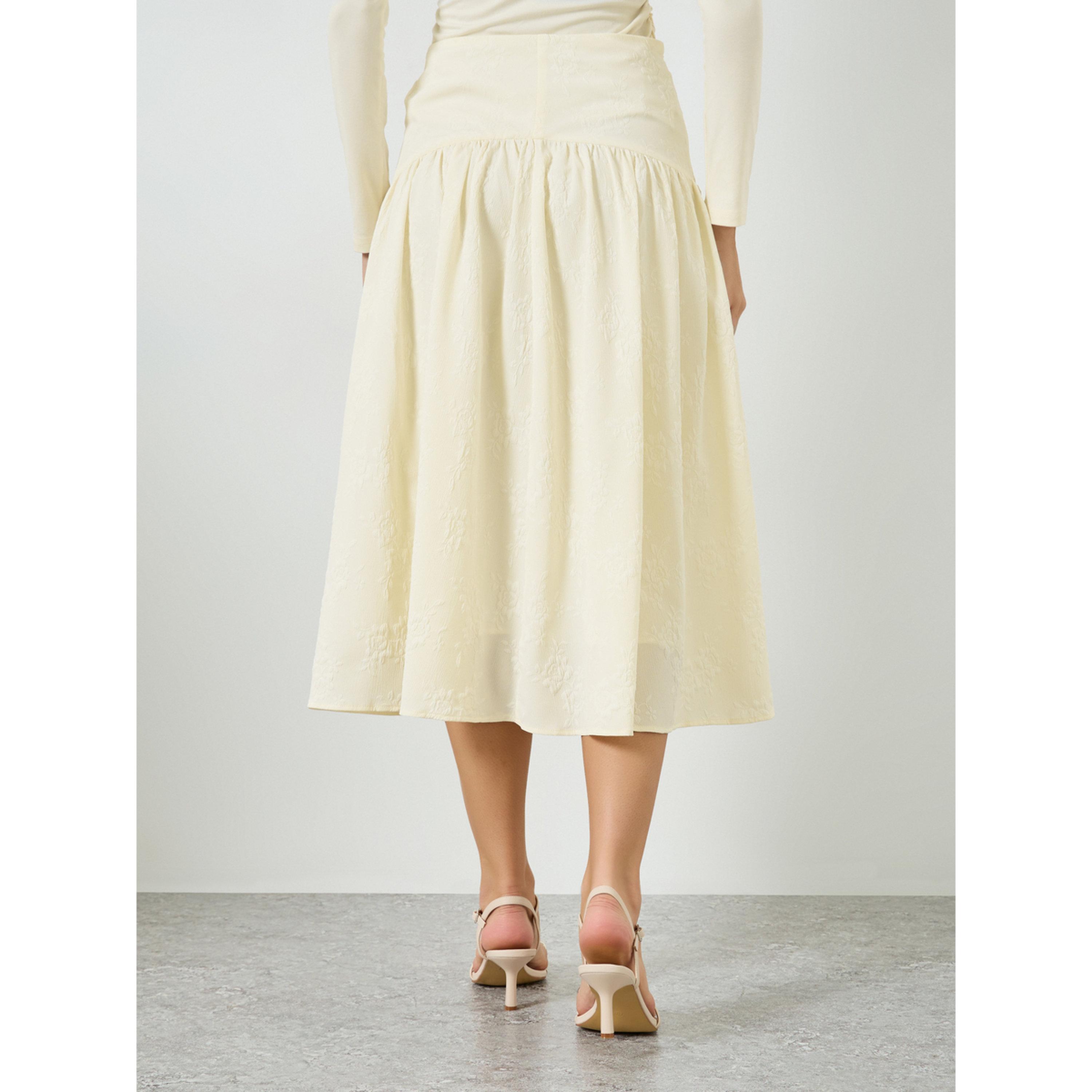 تنورة ميدي بكسرات وأزرار جانبية وبارزة الملمس-women-clothing-bottoms-skirts-image-4