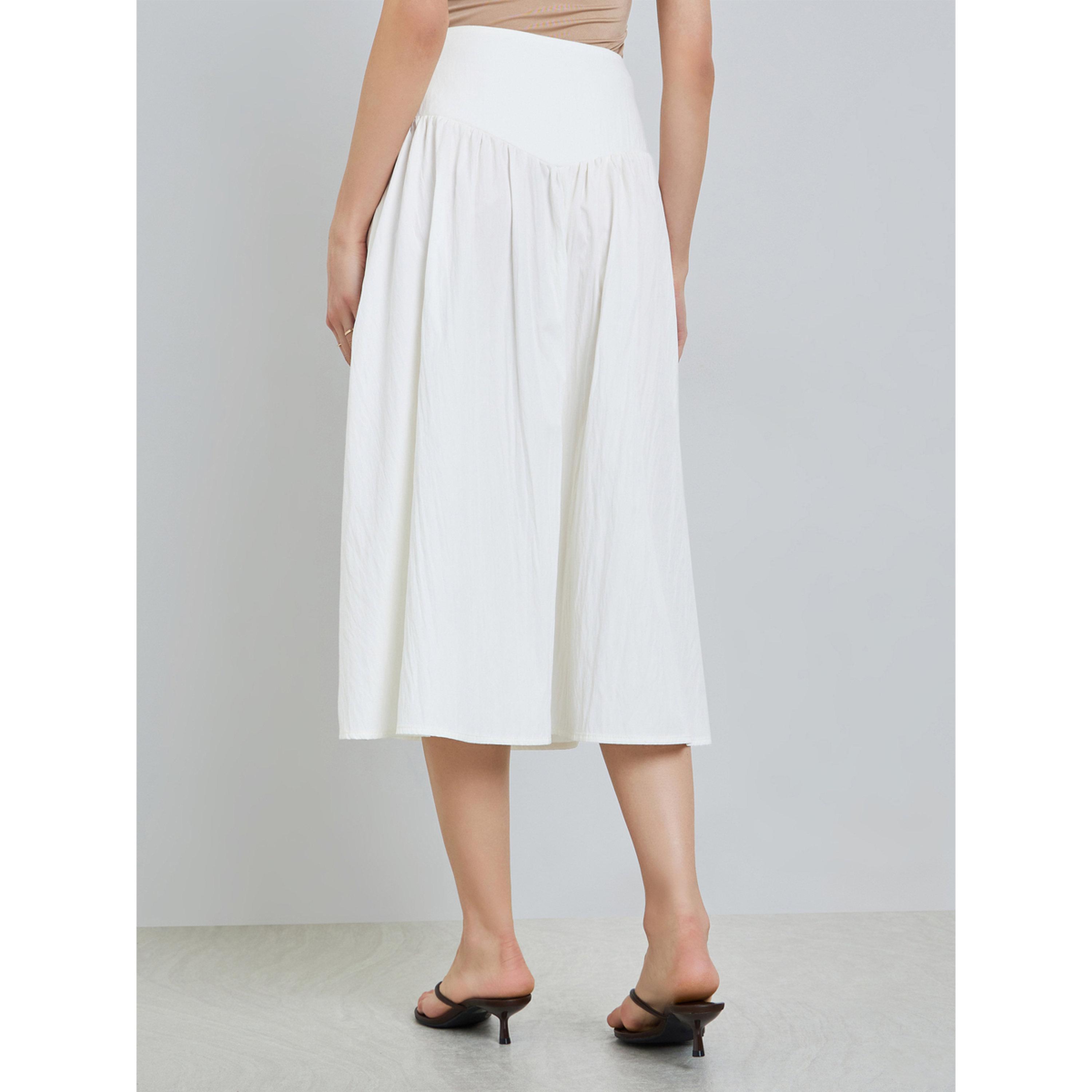 Take Two White Wide Waistband Button Midi Skirt-women-clothing-bottoms-skirts-image-4