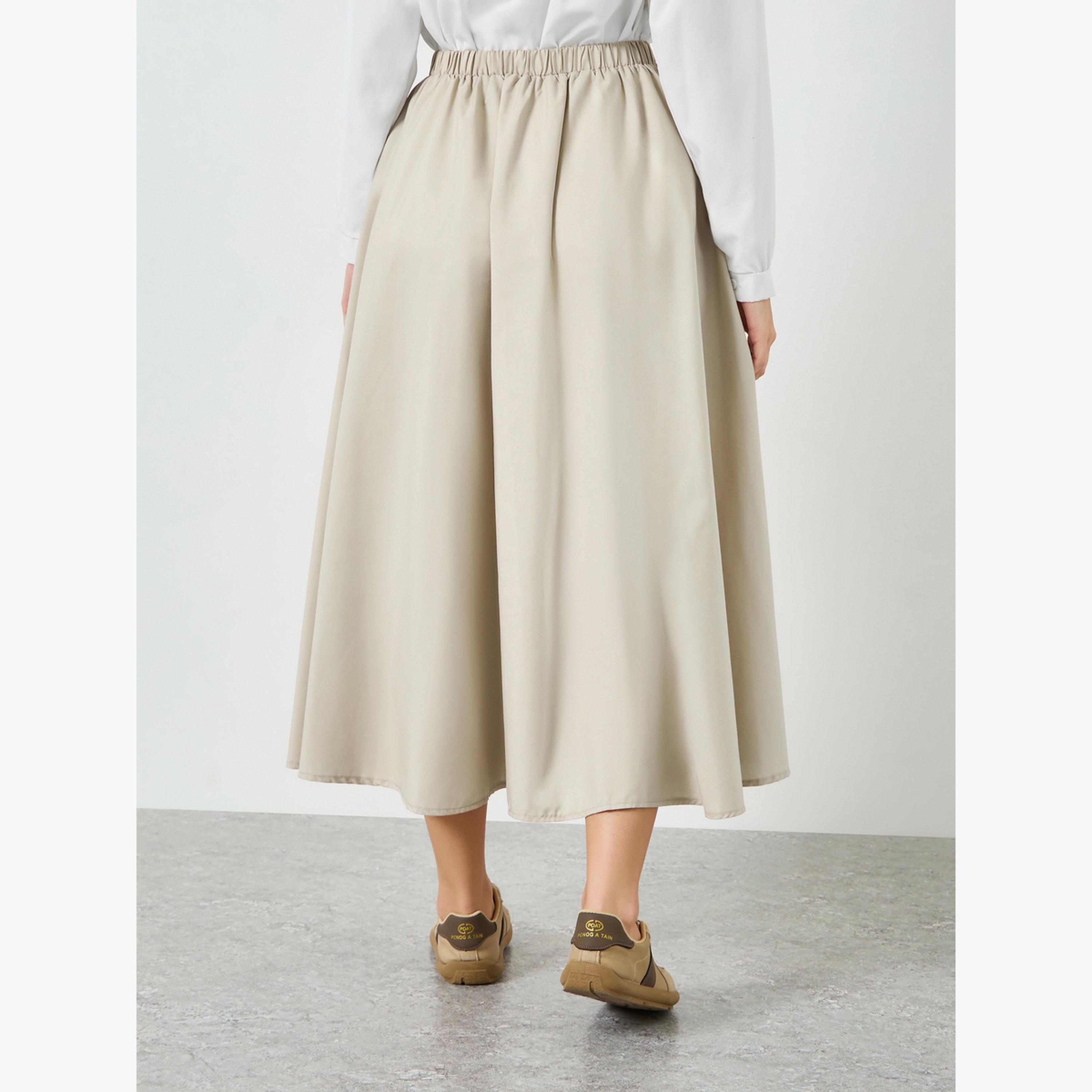 Take Two Beige Frill Detail A-Line Midi Skirt-women-clothing-bottoms-skirts-image-4