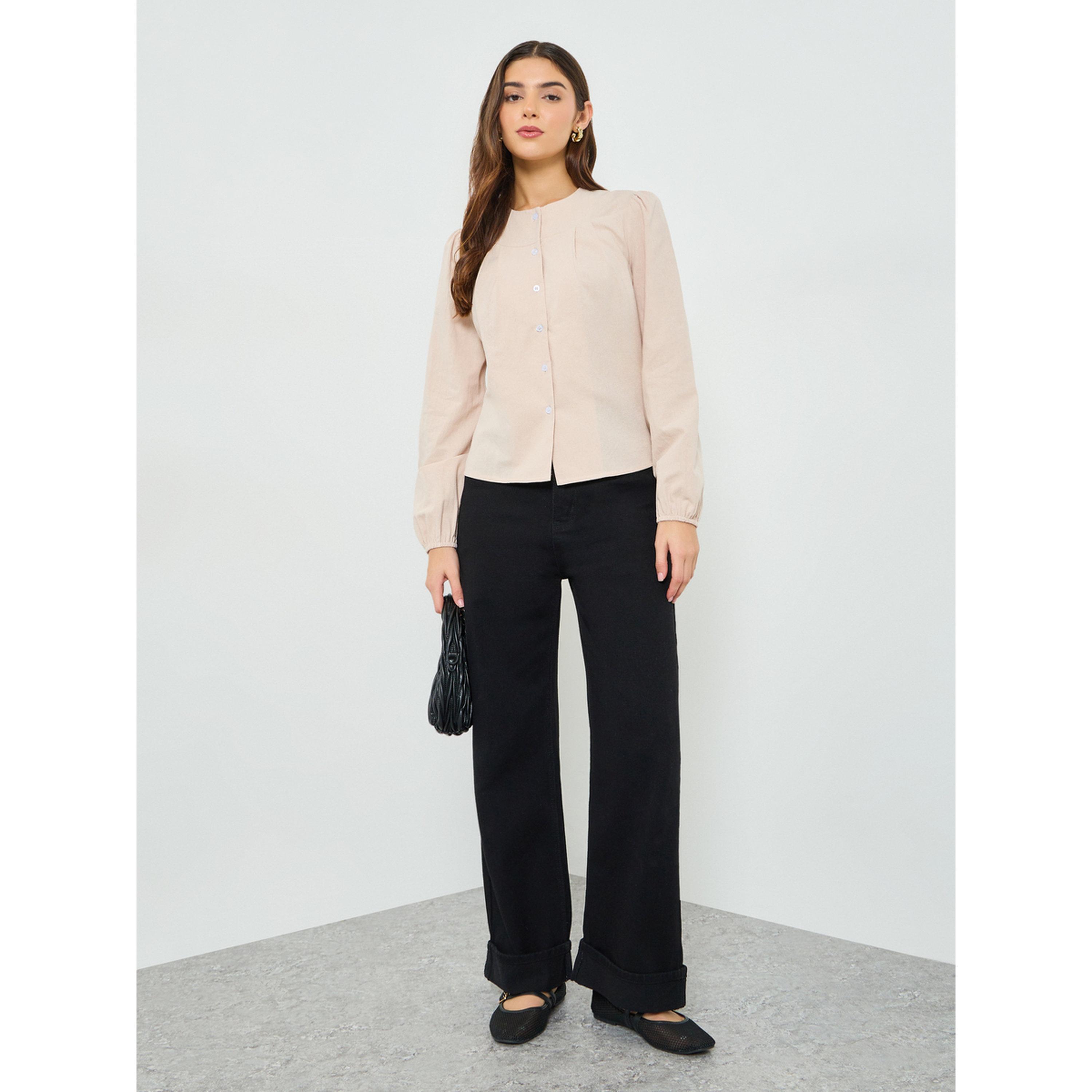 Take Two Beige Button-Front Long Sleeve Top-women-clothing-shirtsandblouses-blouses-image-2