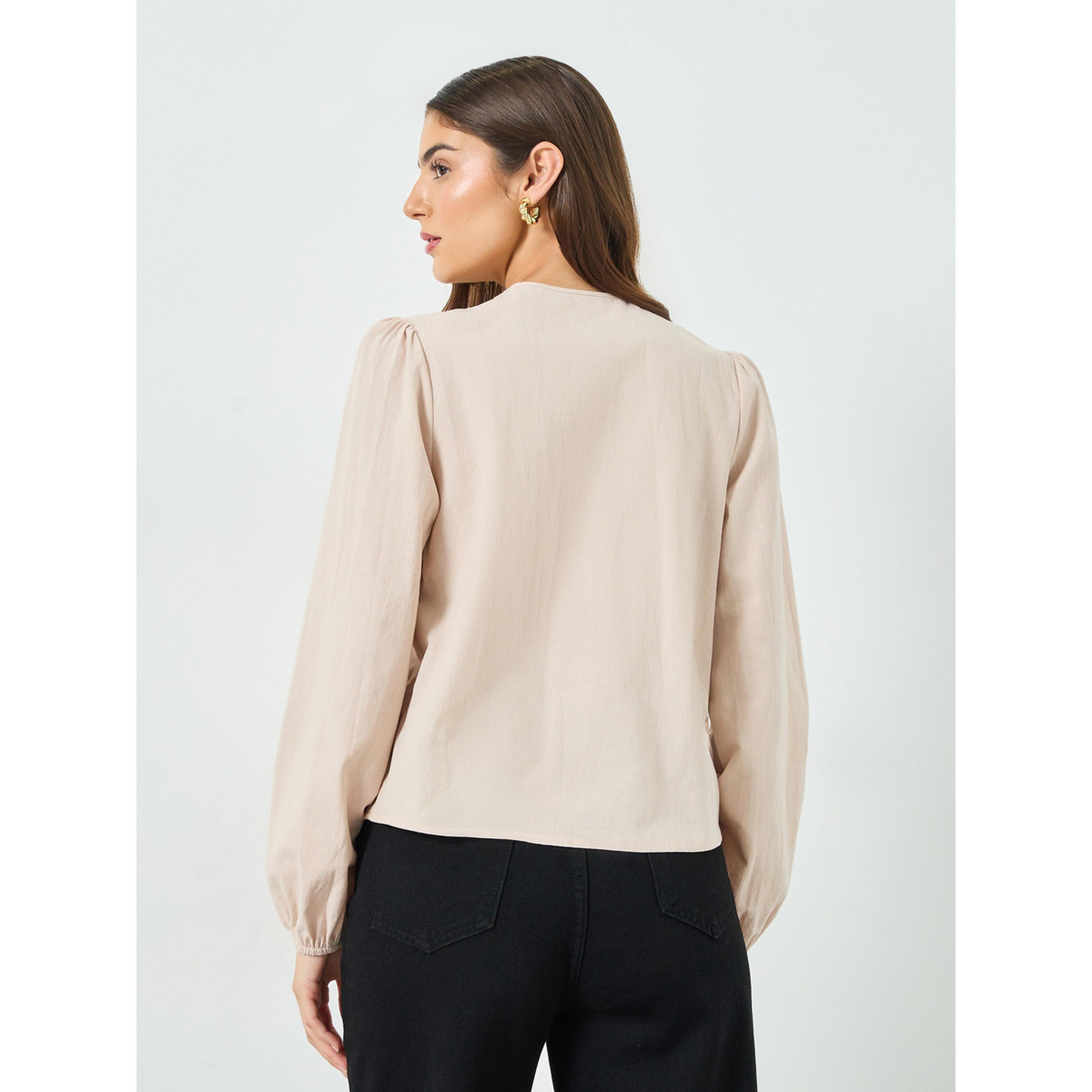 Take Two Beige Button-Front Long Sleeve Top-women-clothing-shirtsandblouses-blouses-image-3
