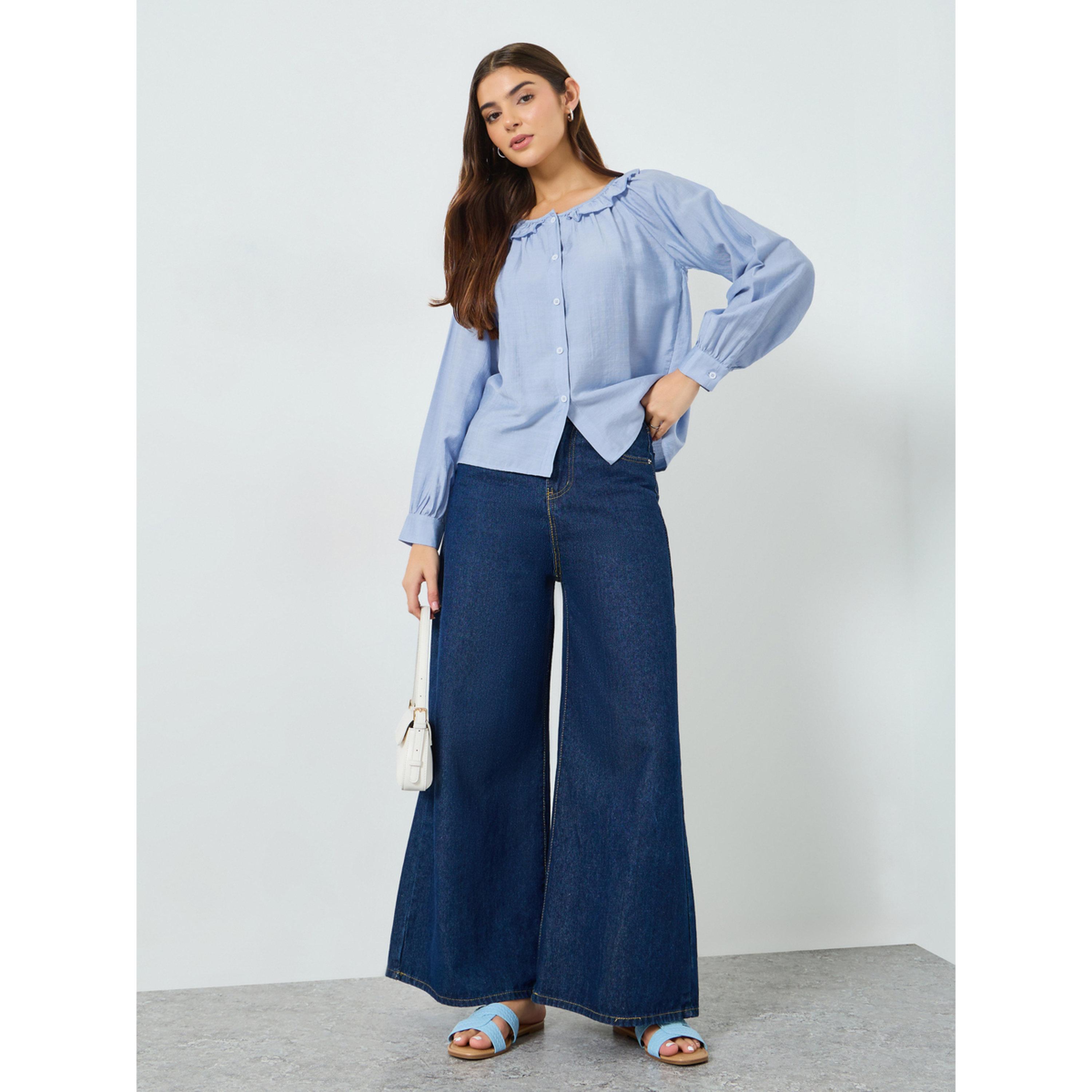 Take Two Light Blue Ruffled Long Sleeve Top-women-clothing-shirtsandblouses-blouses-image-2