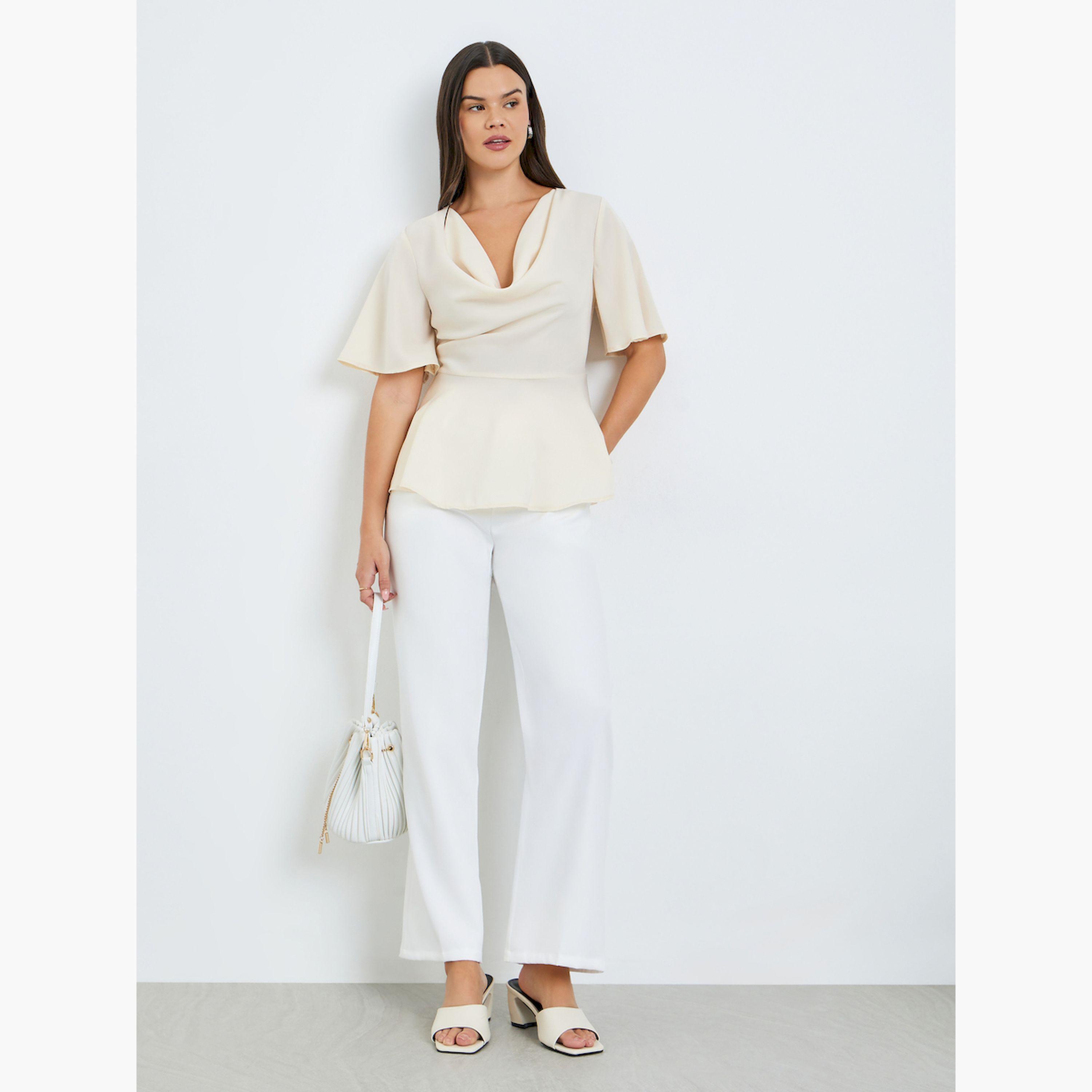 بلوزة بياقة منسدلة وأكمام بتفاصيل كشكش-women-clothing-shirtsandblouses-blouses-image-2