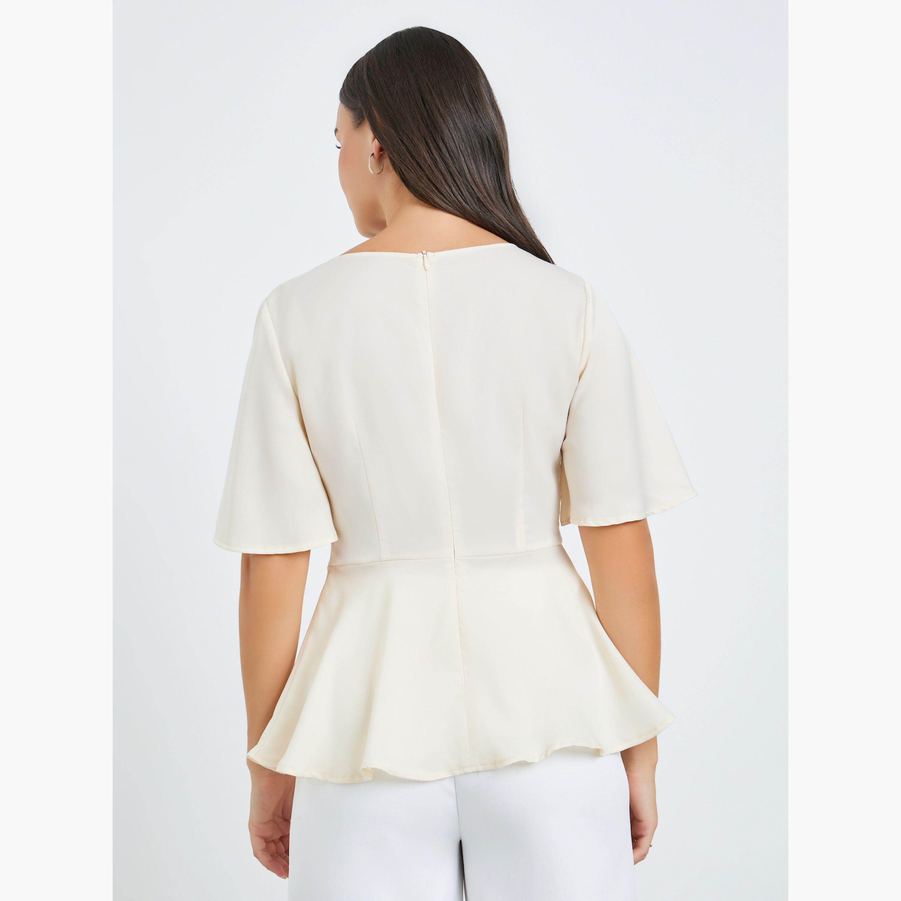 بلوزة بياقة منسدلة وأكمام بتفاصيل كشكش-women-clothing-shirtsandblouses-blouses-image-3