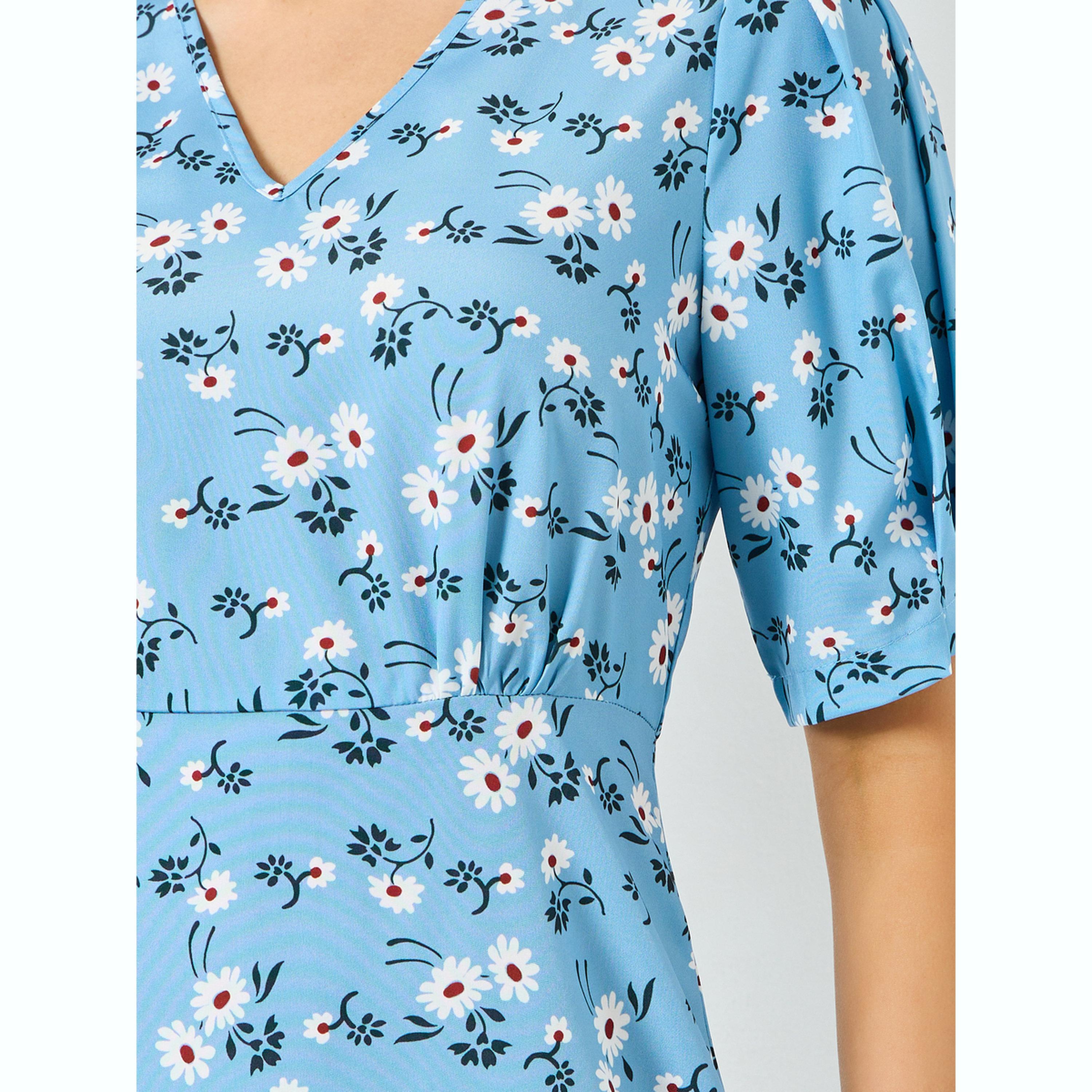 فستان طويل بنقشة الزهور وأكمام منفوخة-women-clothing-dresses-image-5