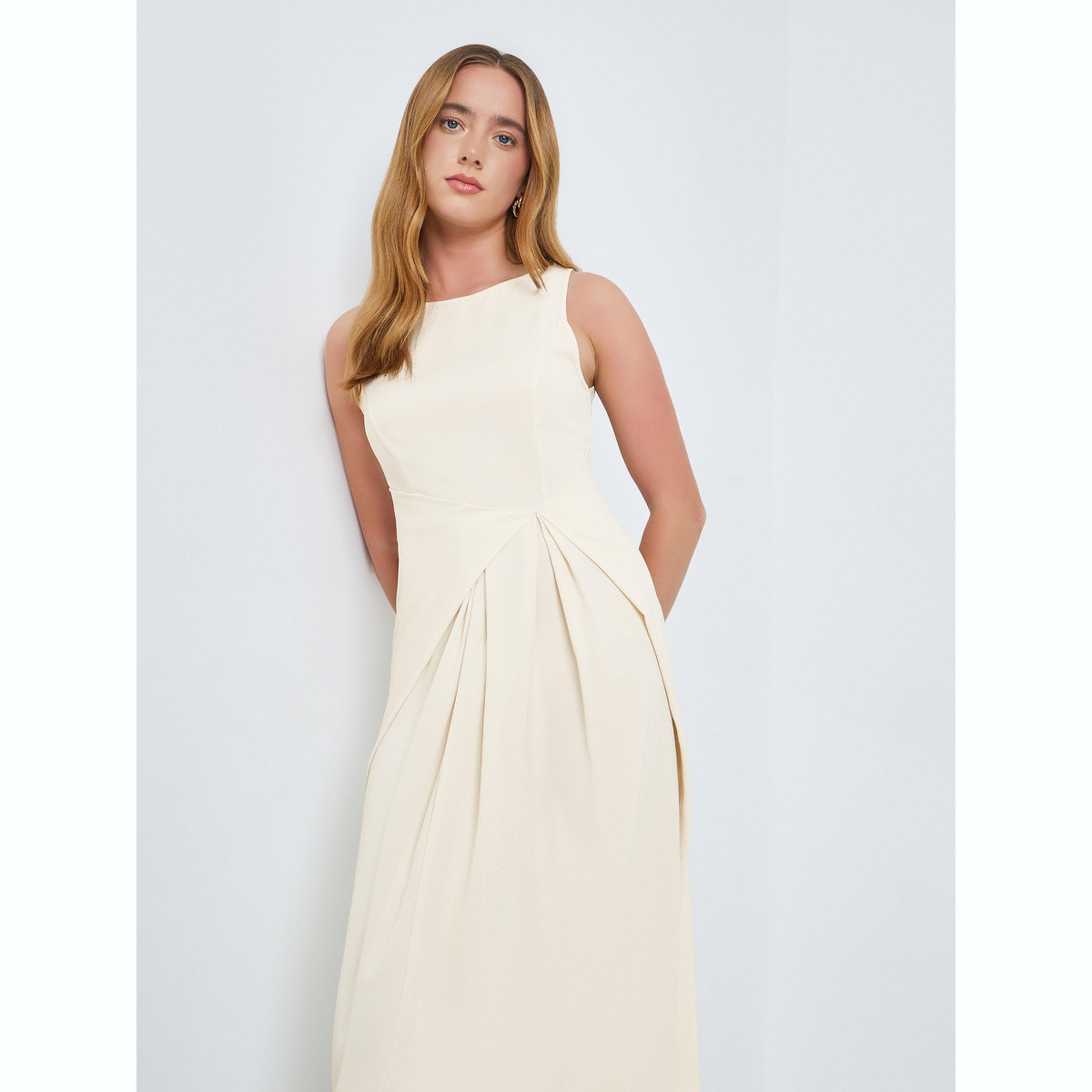 فستان ميدي بدون أكمام بتفاصيل ثنيات-women-clothing-dresses-image-2