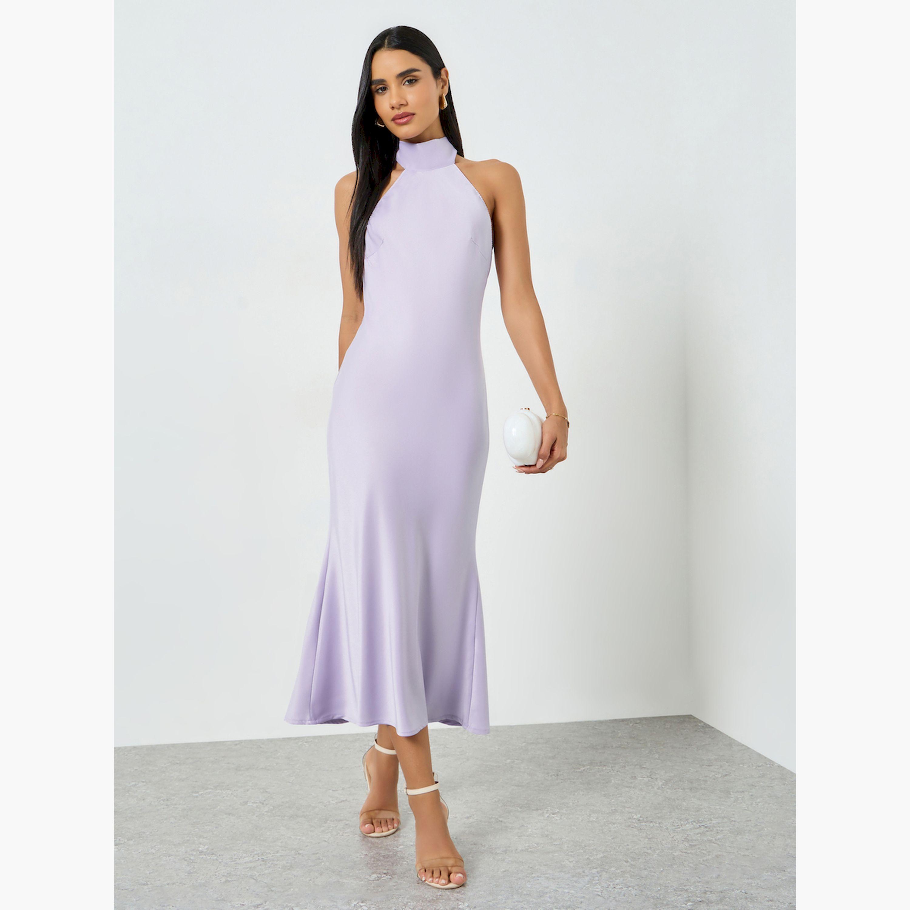فستان ميدي ساتان بياقة هولتر-women-clothing-dresses-image-3