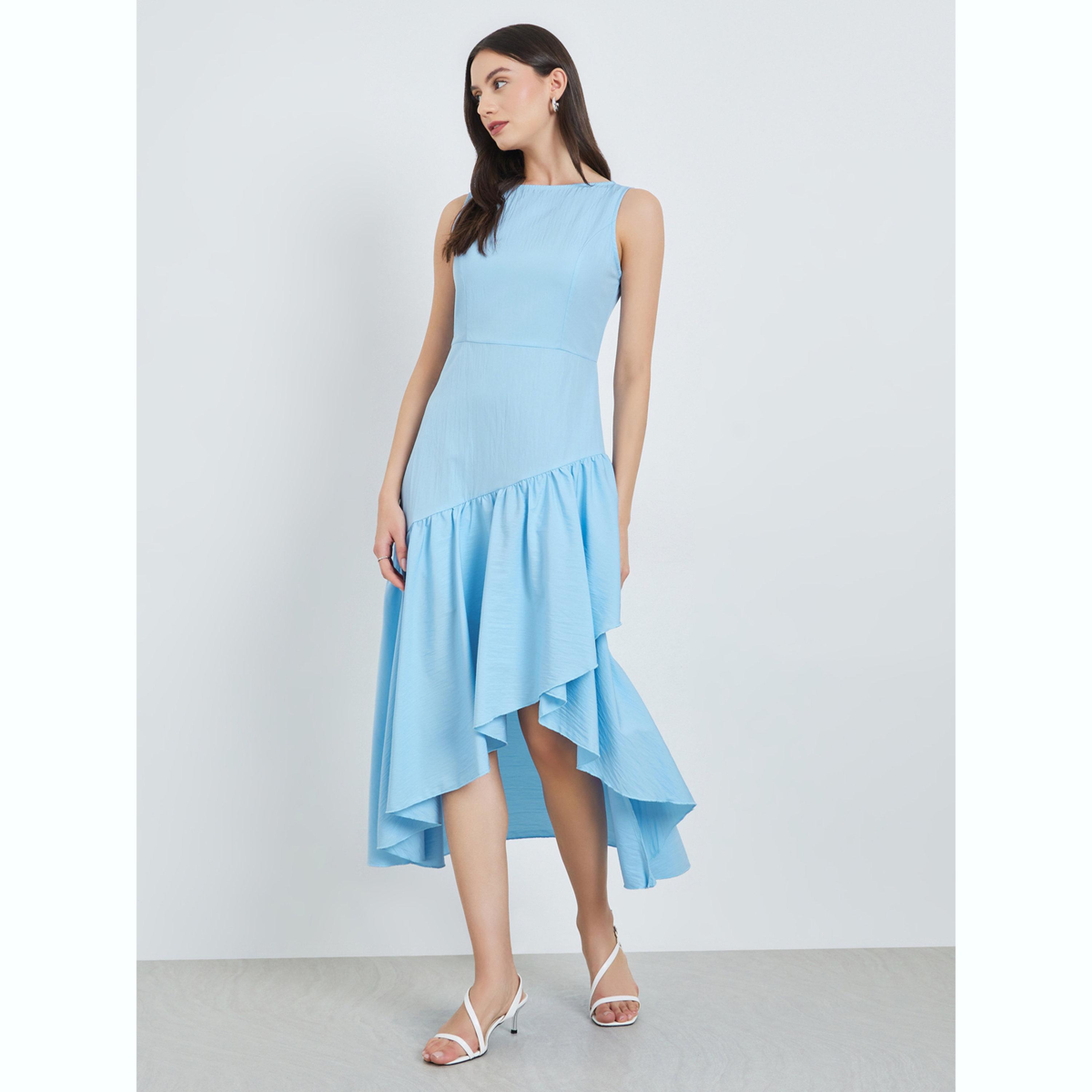 فستان ميدي بدون أكمام وحافة بكشكش-women-clothing-dresses-image-1
