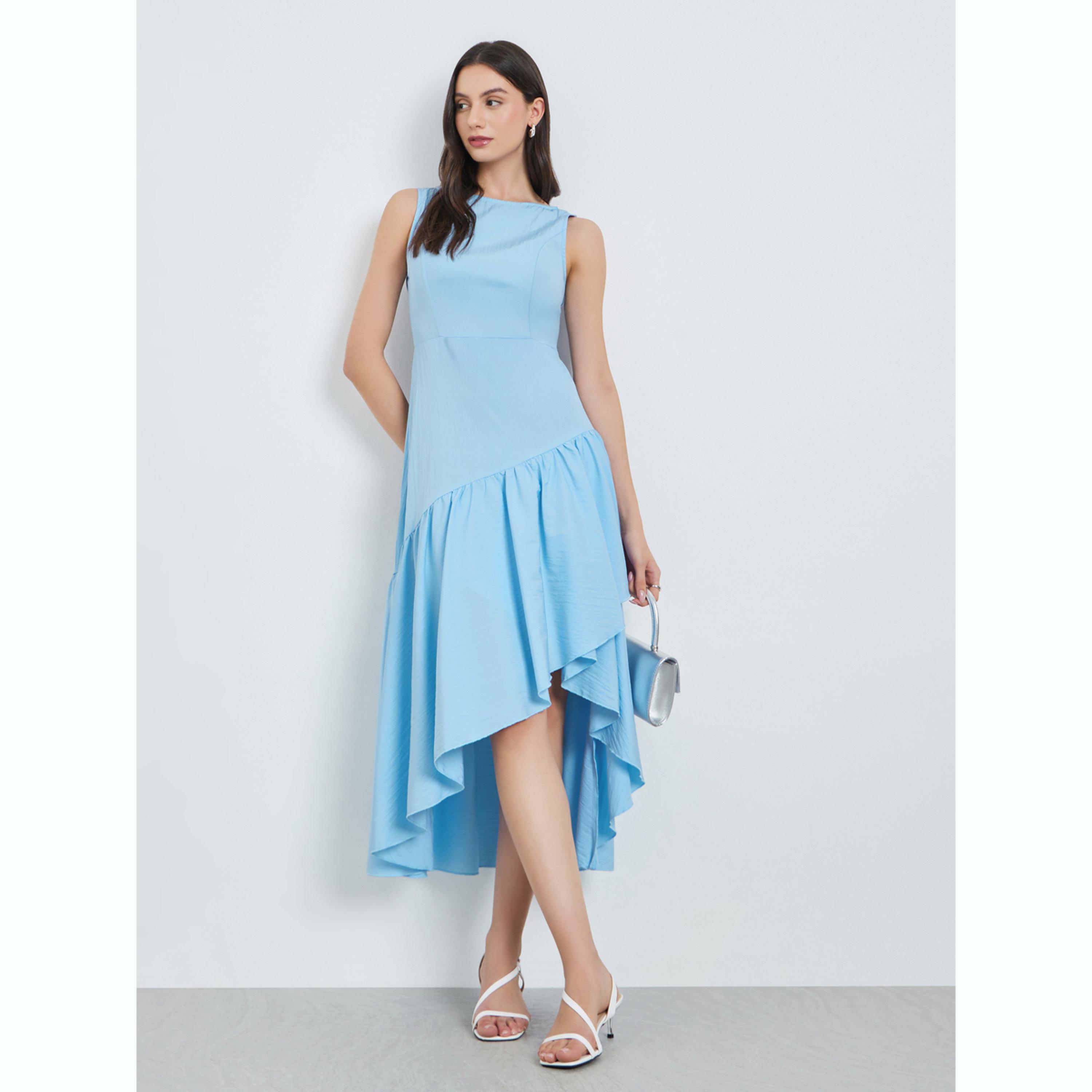 فستان ميدي بدون أكمام وحافة بكشكش-women-clothing-dresses-image-3