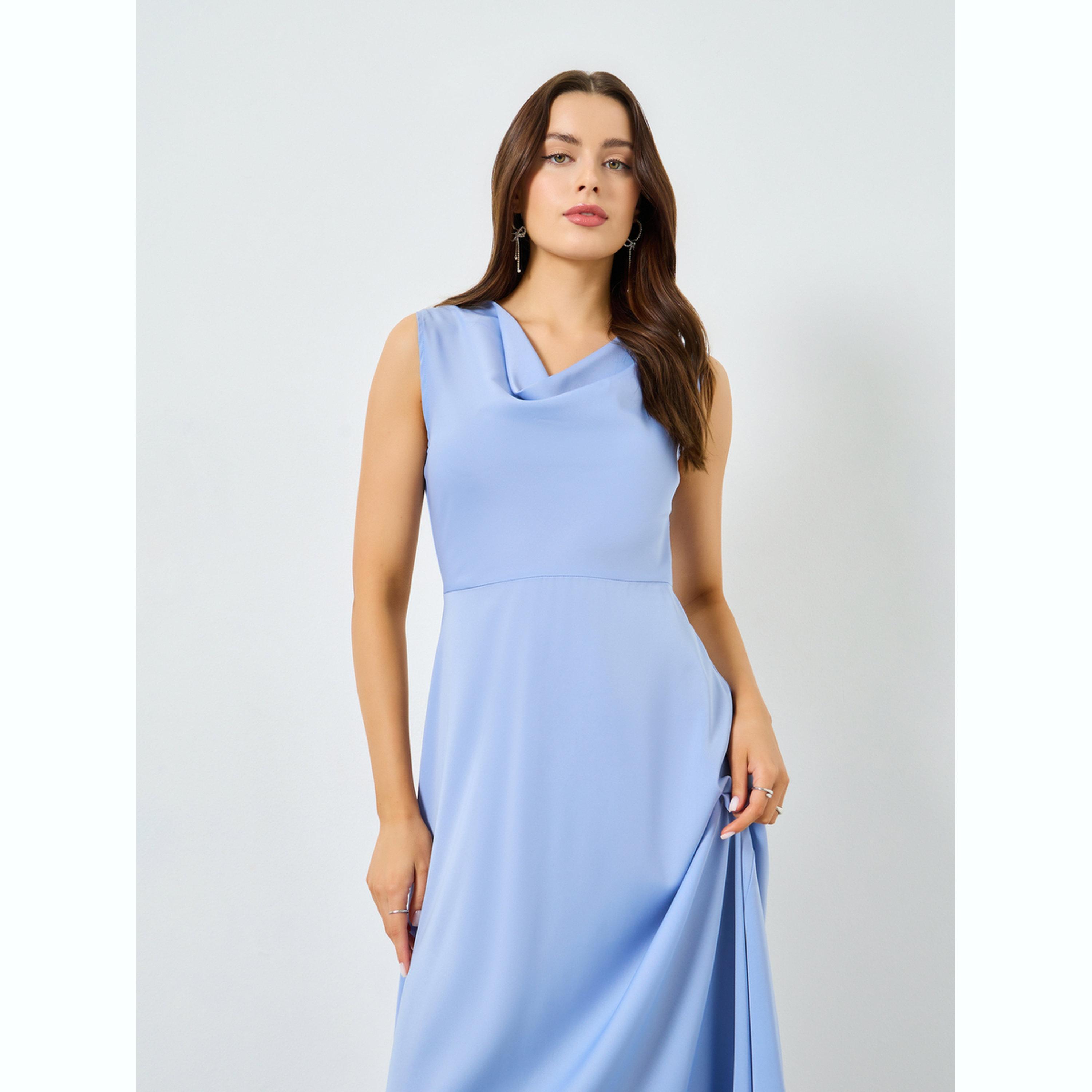 فستان طويل سادة بياقة منسدلة-women-clothing-dresses-image-2
